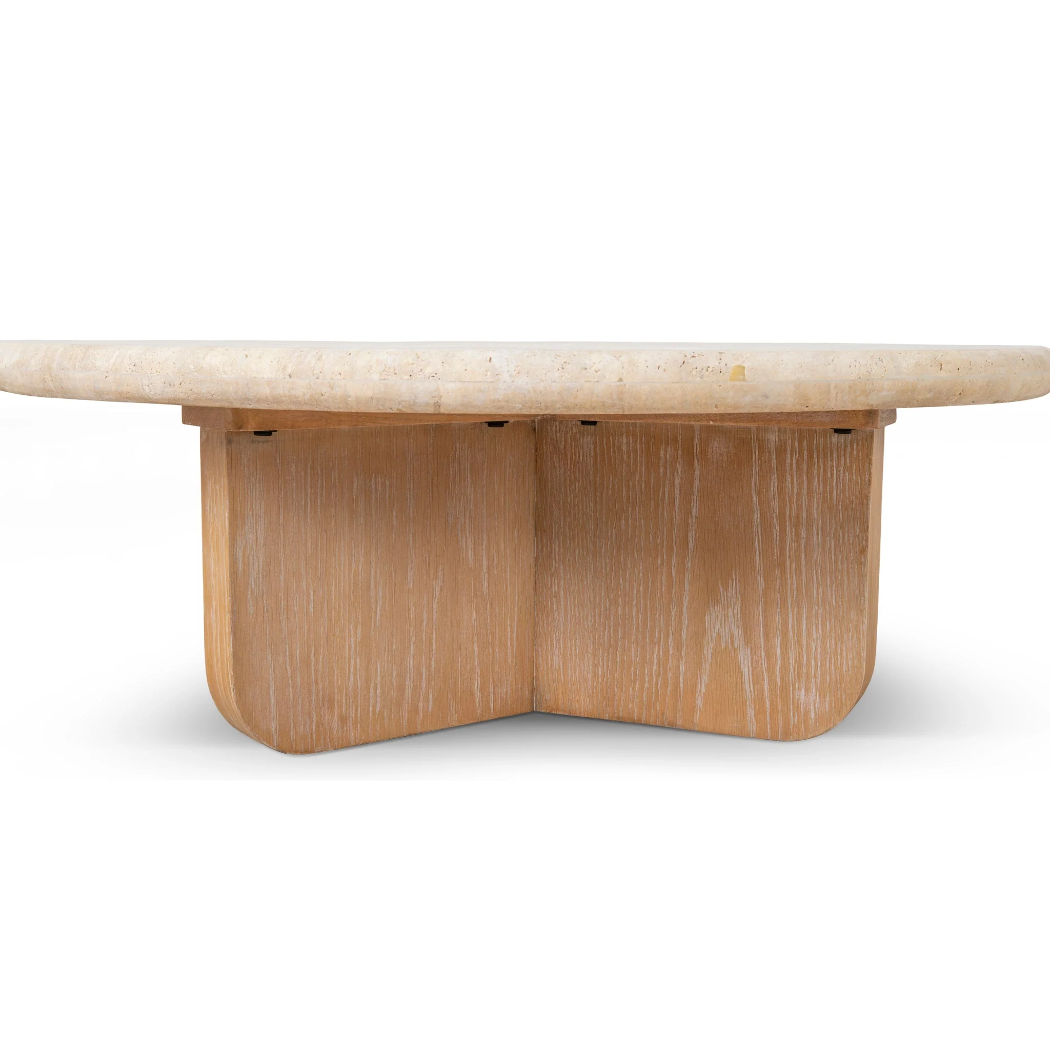 CCF10120-NI 90cm Round Travertine Coffee Table - Natural - Image 5