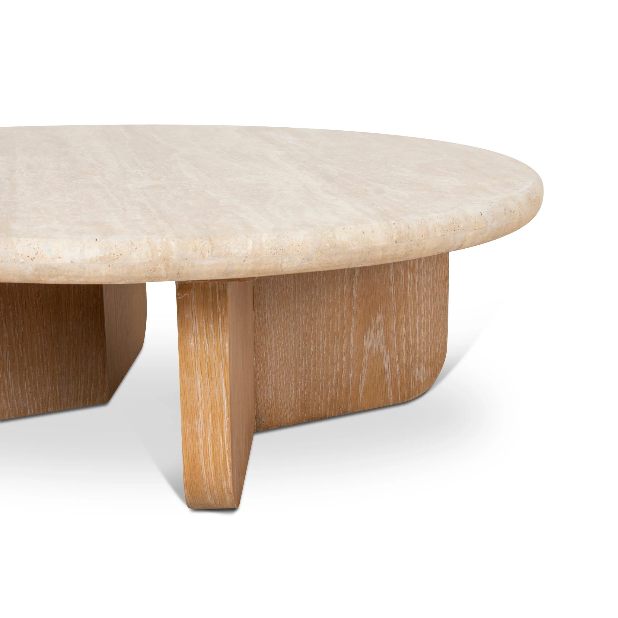 CCF10120-NI 90cm Round Travertine Coffee Table - Natural - Image 6