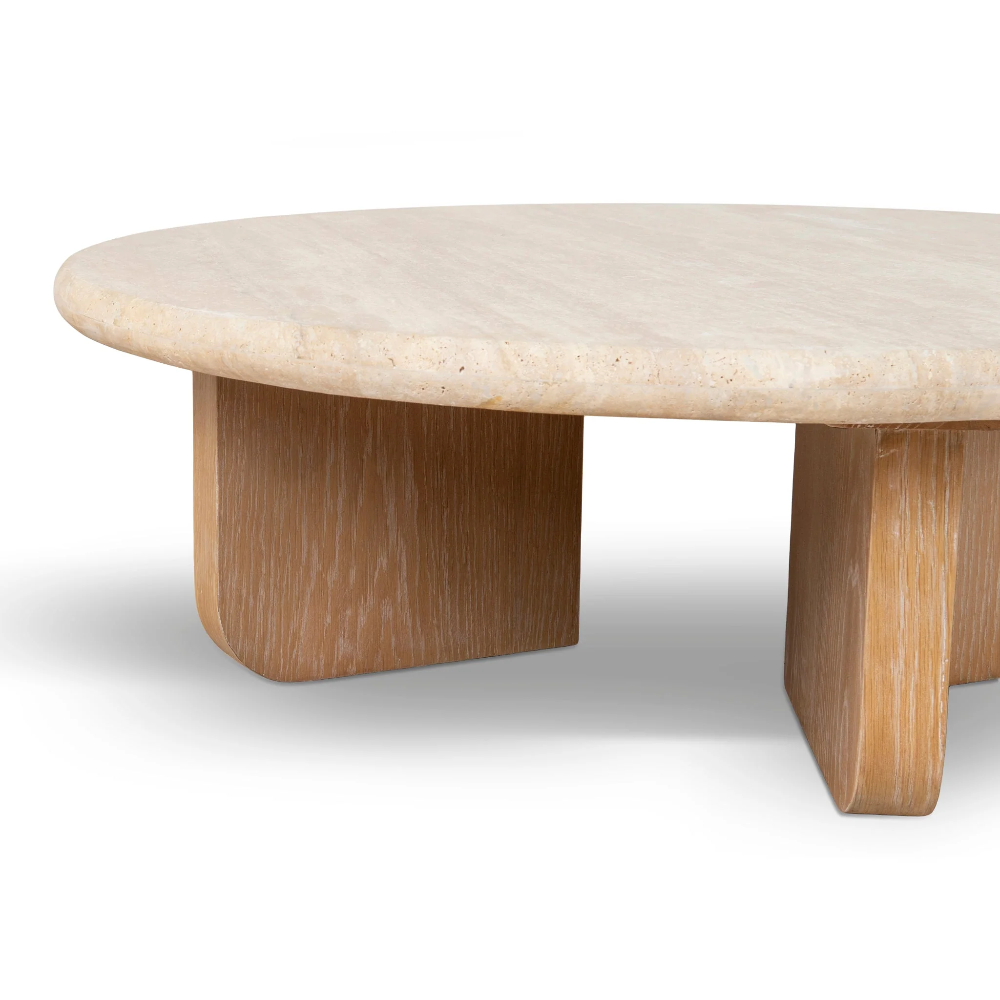 CCF10120-NI 90cm Round Travertine Coffee Table - Natural - Image 7