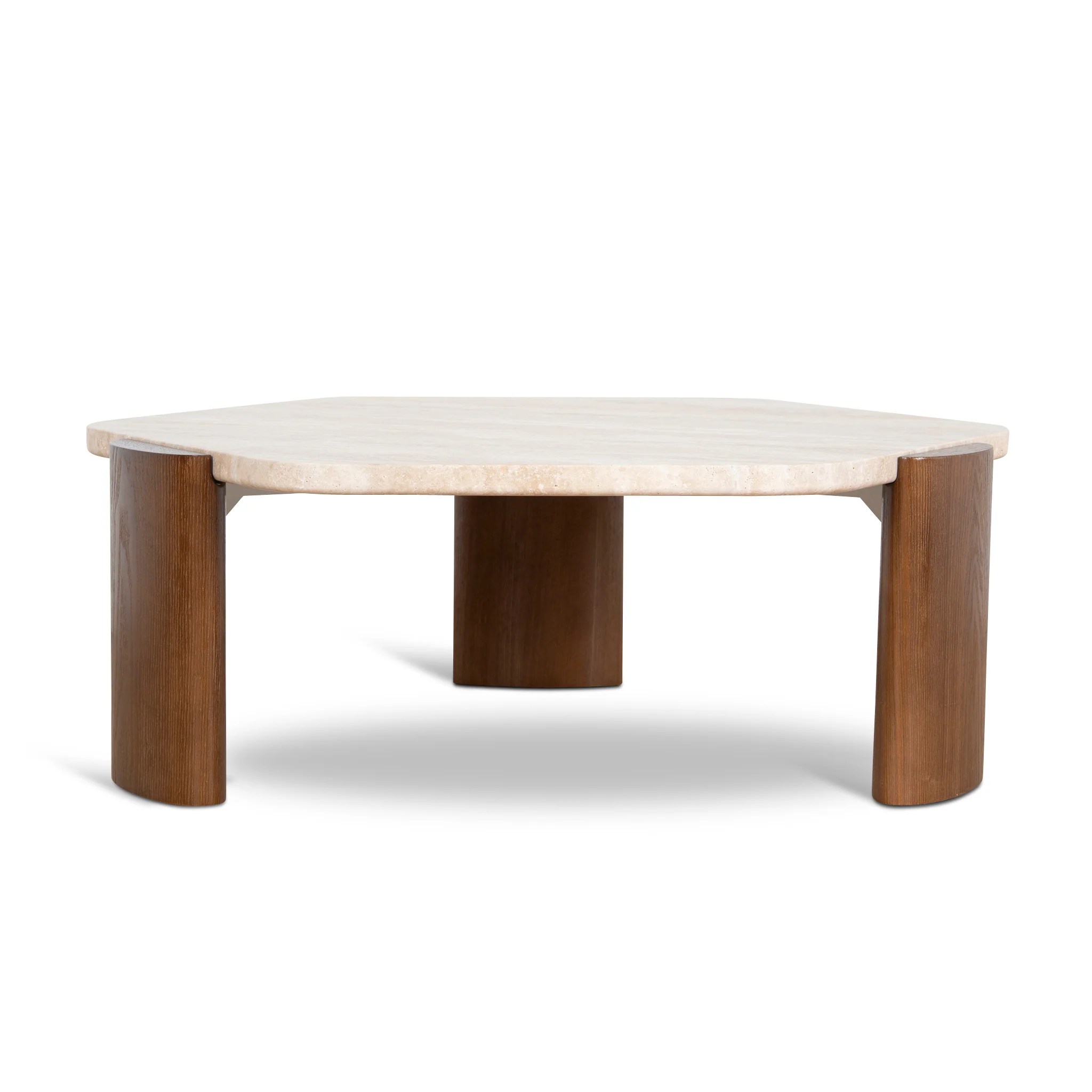 CCF10373-NY 100cm Travertine Coffee Table - Walnut - Image 2