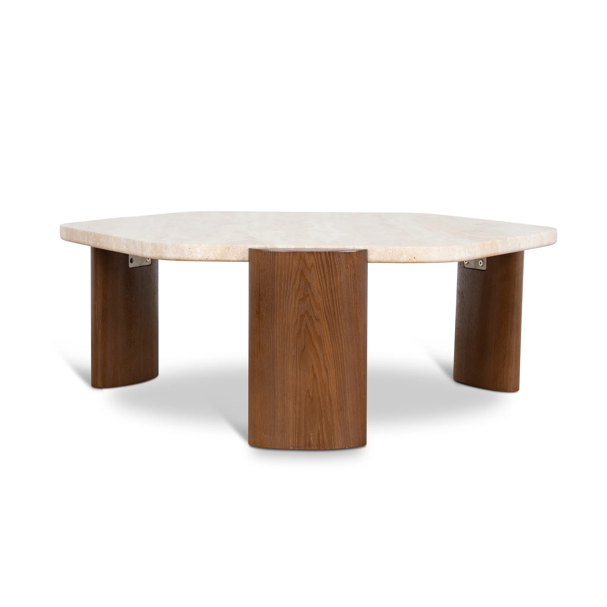 CCF10373-NY 100cm Travertine Coffee Table - Walnut - Image 3