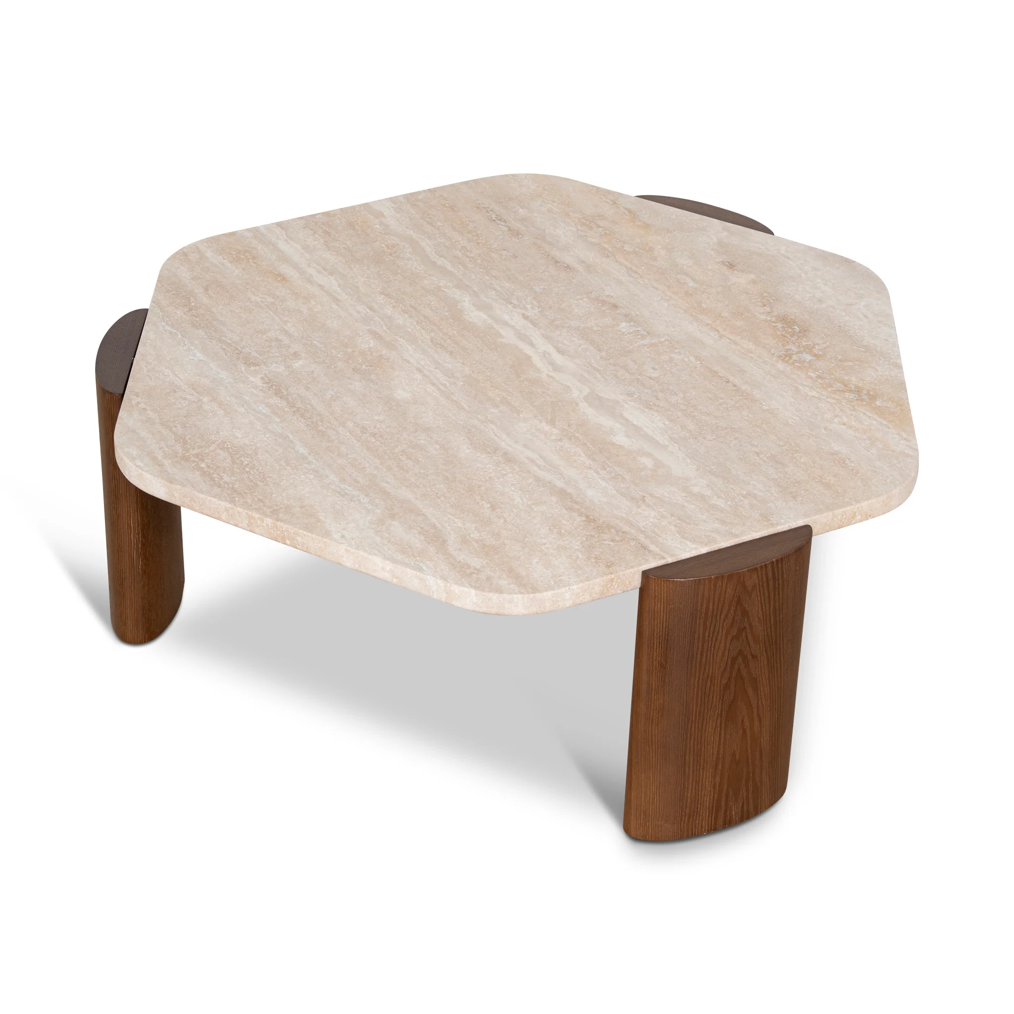 CCF10373-NY 100cm Travertine Coffee Table - Walnut - Image 4