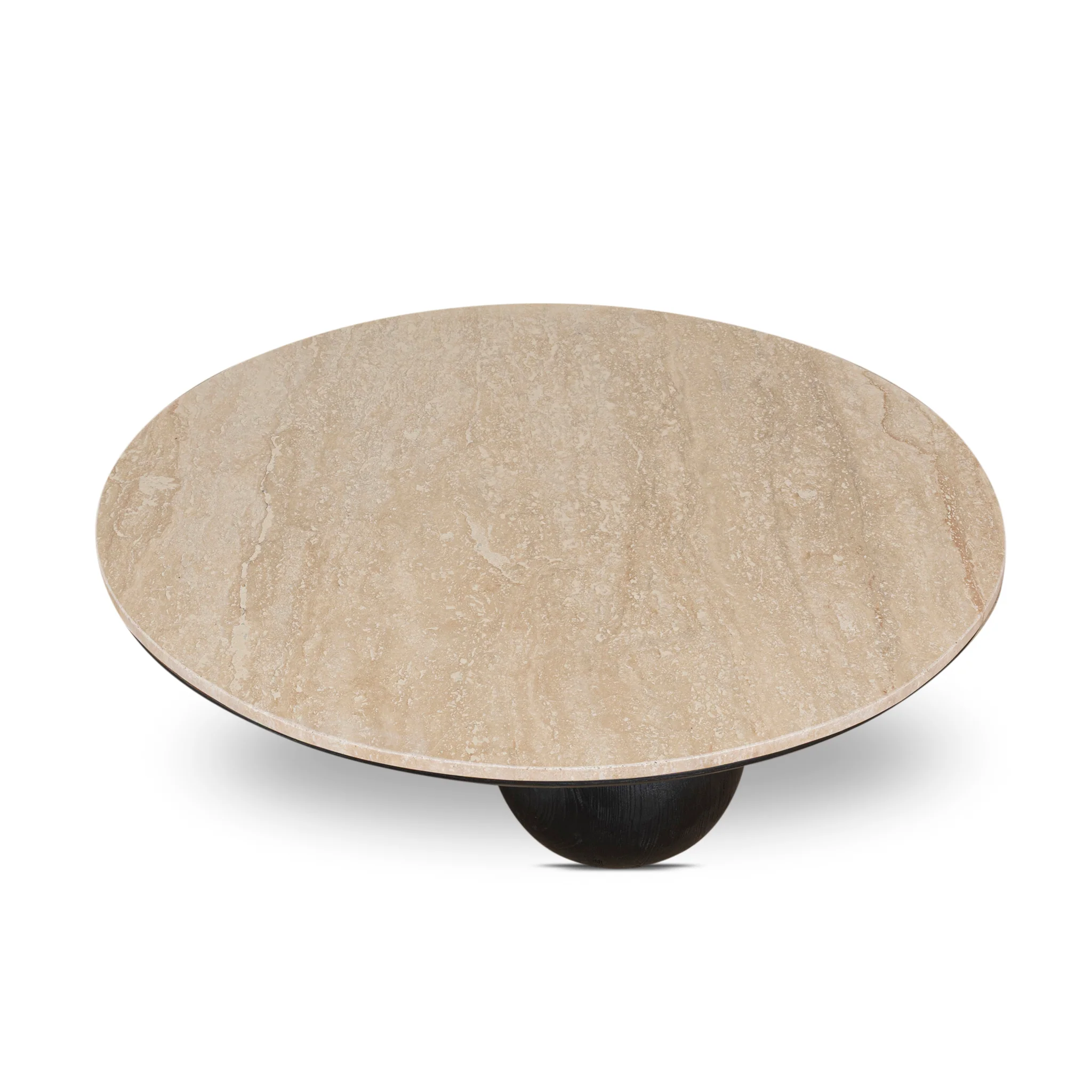 CCF10430-NI 100cm Round Travertine Coffee Table - Black - Image 4