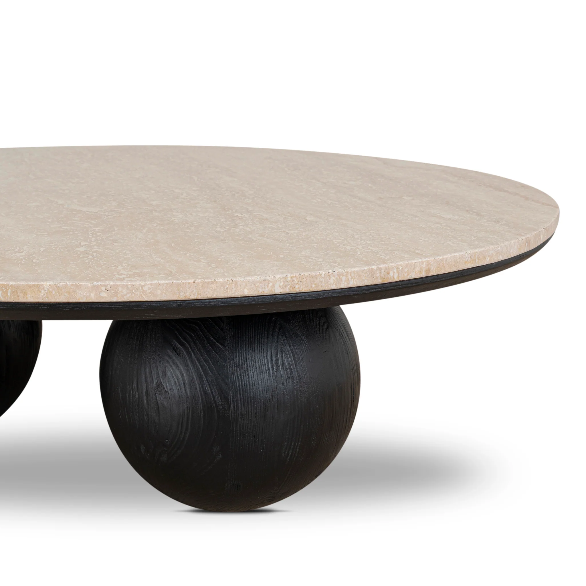 CCF10430-NI 100cm Round Travertine Coffee Table - Black - Image 6