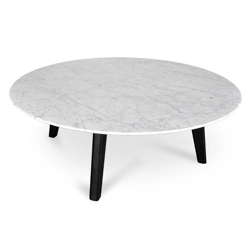 CCF2008-SD 100cm Marble Coffee Table with Black Legs - Image 3