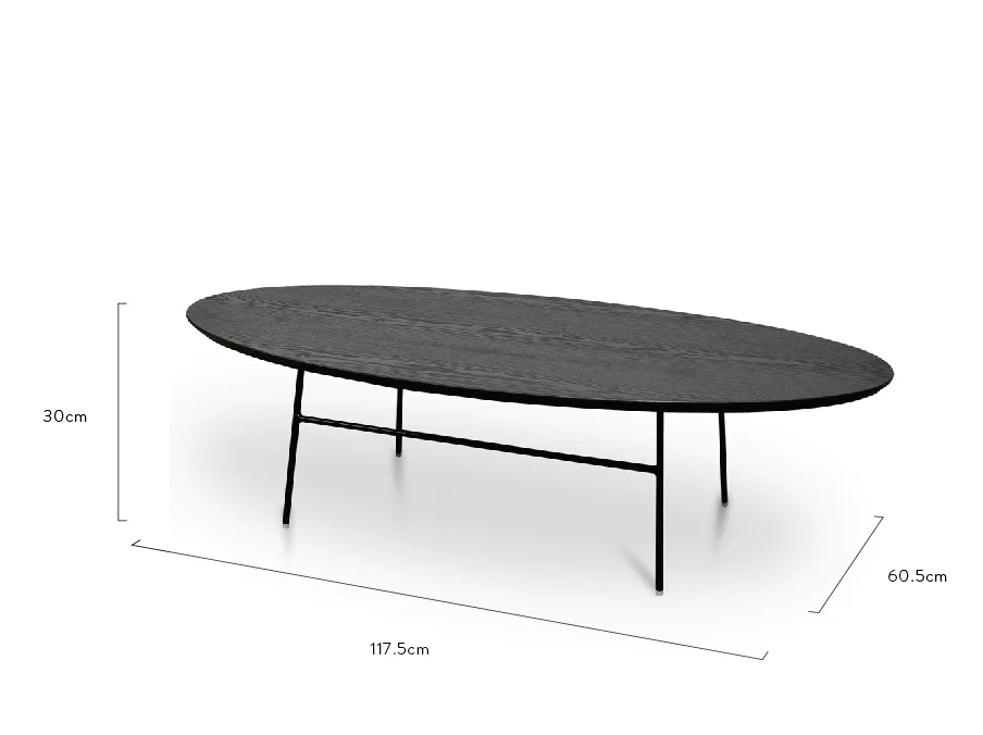 CCF2481-SD 117.5cm Coffee Table - Black Ash Veneer - Black Legs - Image 8