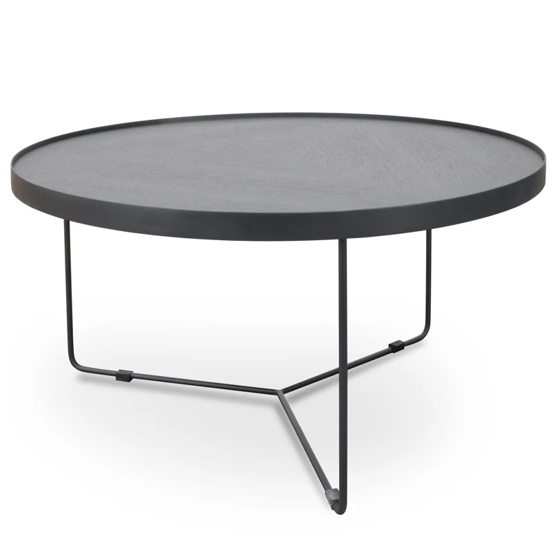 CCF391L-BB 90cm Round Coffee Table - Black Oak Top - Black Frame - Last one - Image 2