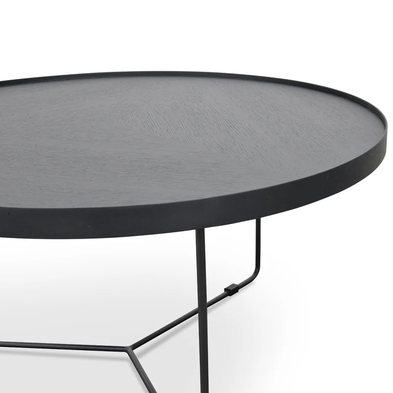 CCF391L-BB 90cm Round Coffee Table - Black Oak Top - Black Frame - Last one - Image 3
