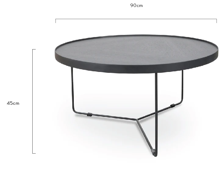 CCF391L-BB 90cm Round Coffee Table - Black Oak Top - Black Frame - Last one - Image 7