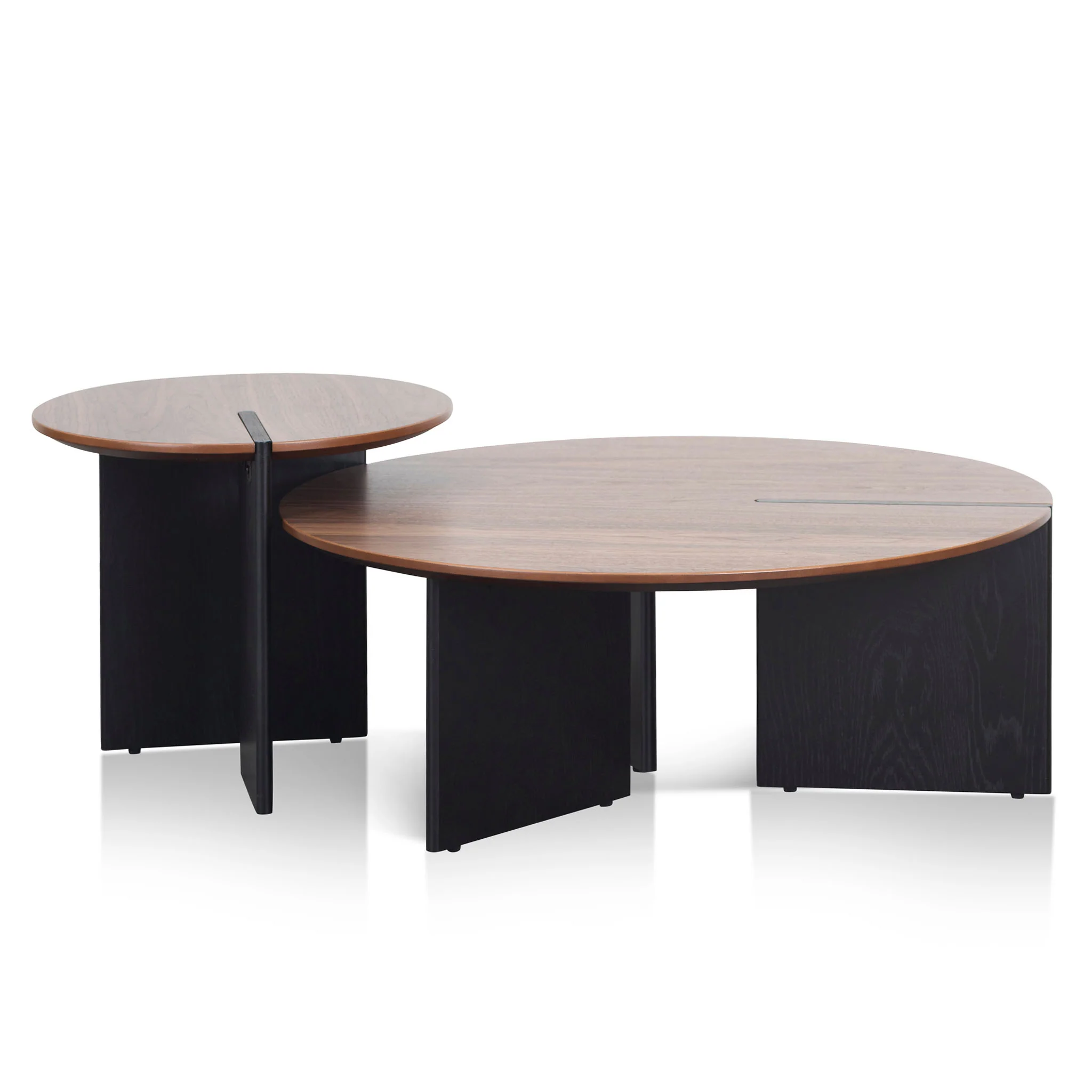 CCF8059-KD-CF8060-KD Nest of Light Walnut Coffee Table - Black Legs - Image 2