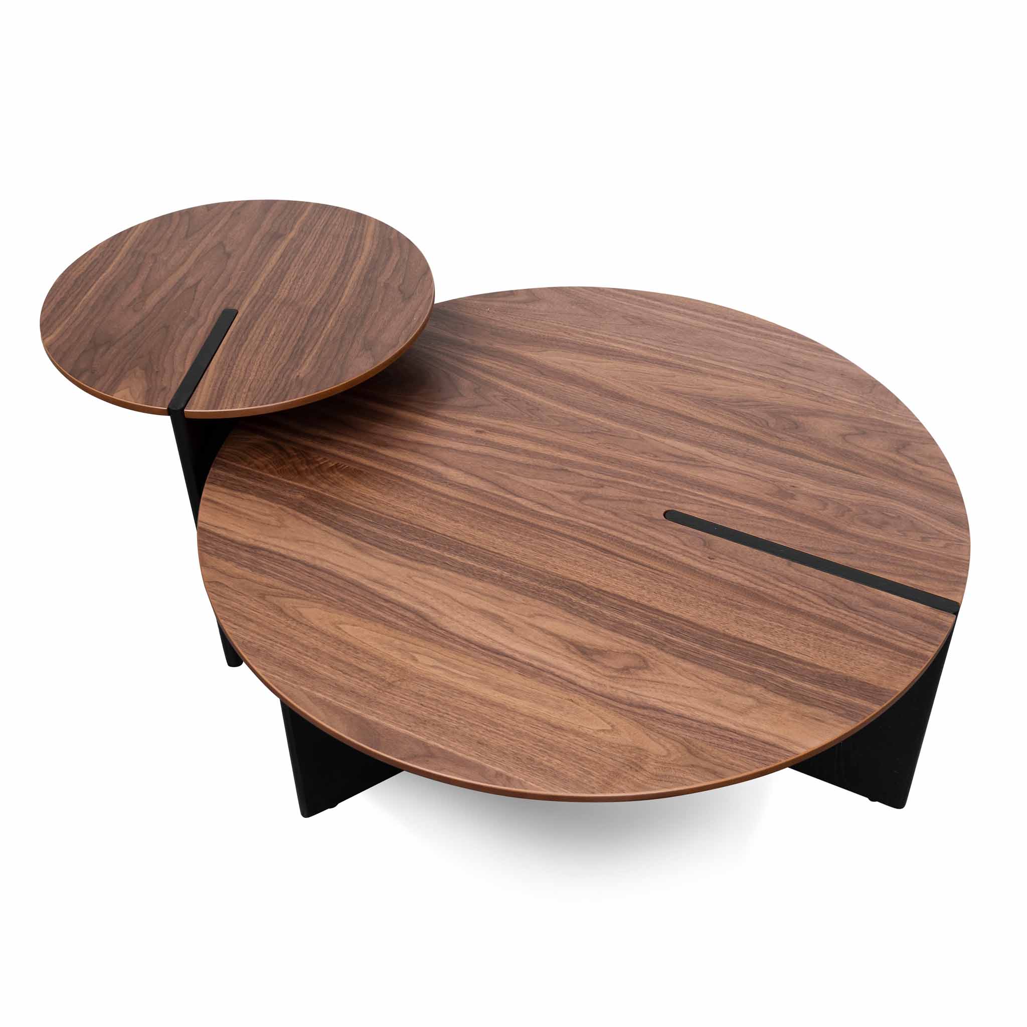 CCF8059-KD-CF8060-KD Nest of Light Walnut Coffee Table - Black Legs - Image 3