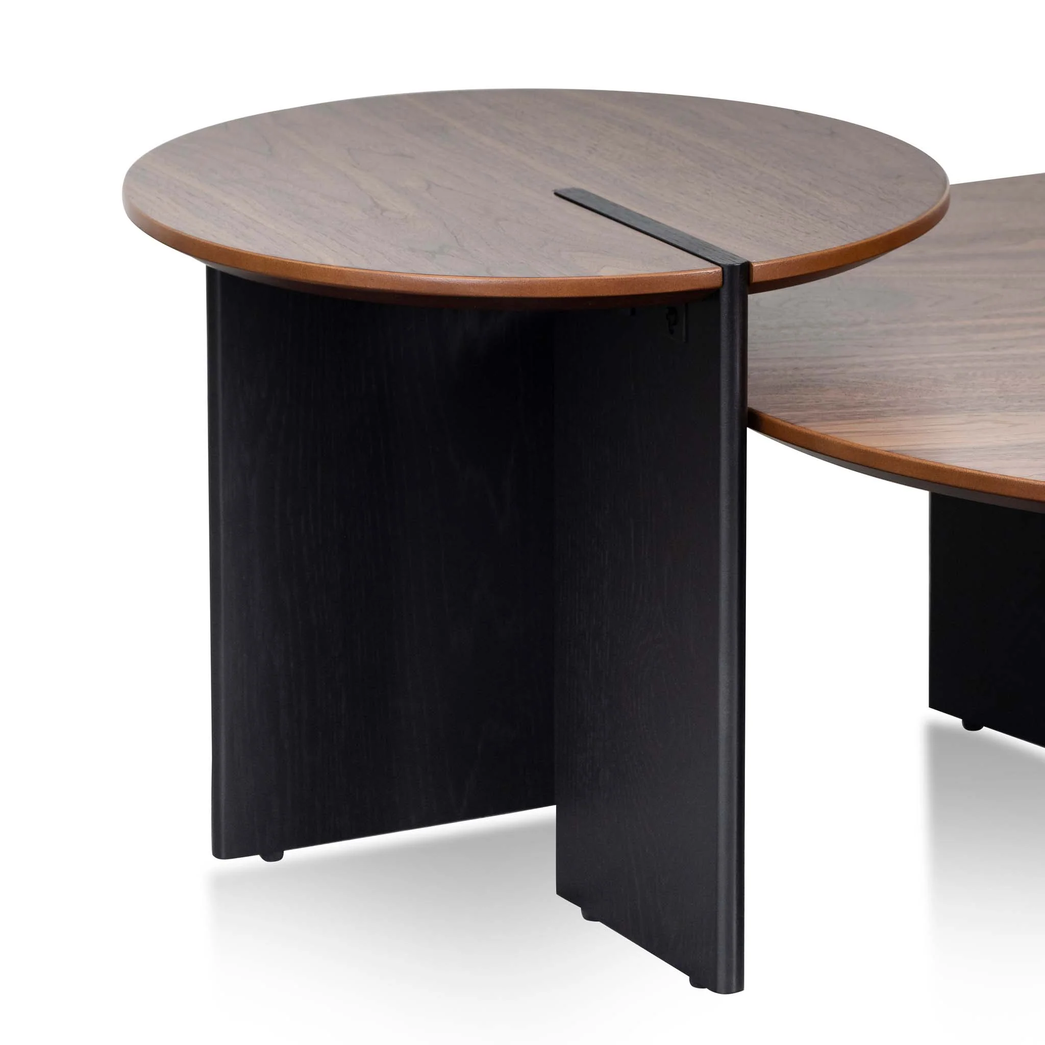 CCF8059-KD-CF8060-KD Nest of Light Walnut Coffee Table - Black Legs - Image 5