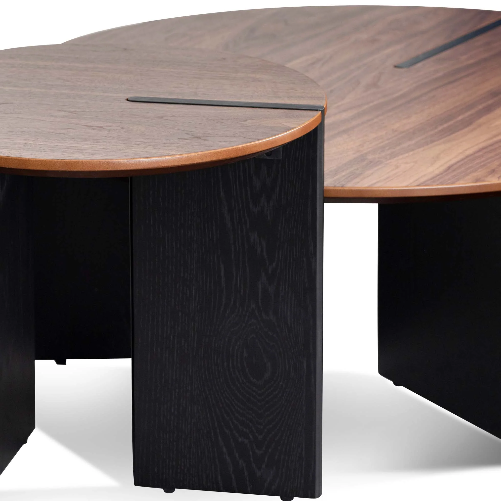 CCF8059-KD-CF8060-KD Nest of Light Walnut Coffee Table - Black Legs - Image 6