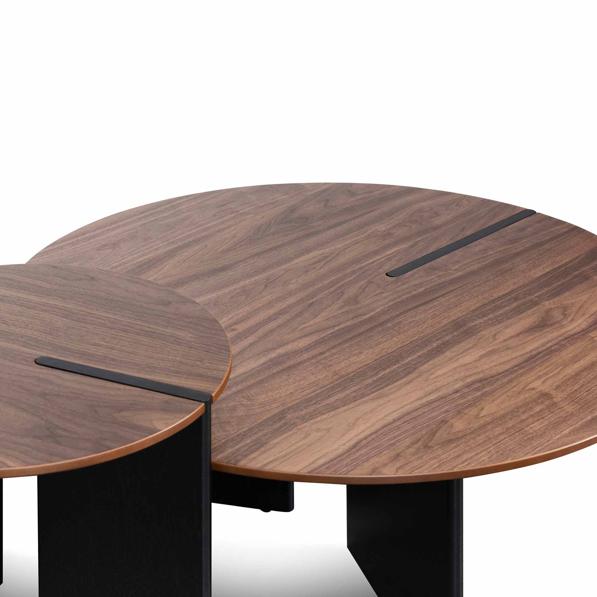 CCF8059-KD-CF8060-KD Nest of Light Walnut Coffee Table - Black Legs - Image 8