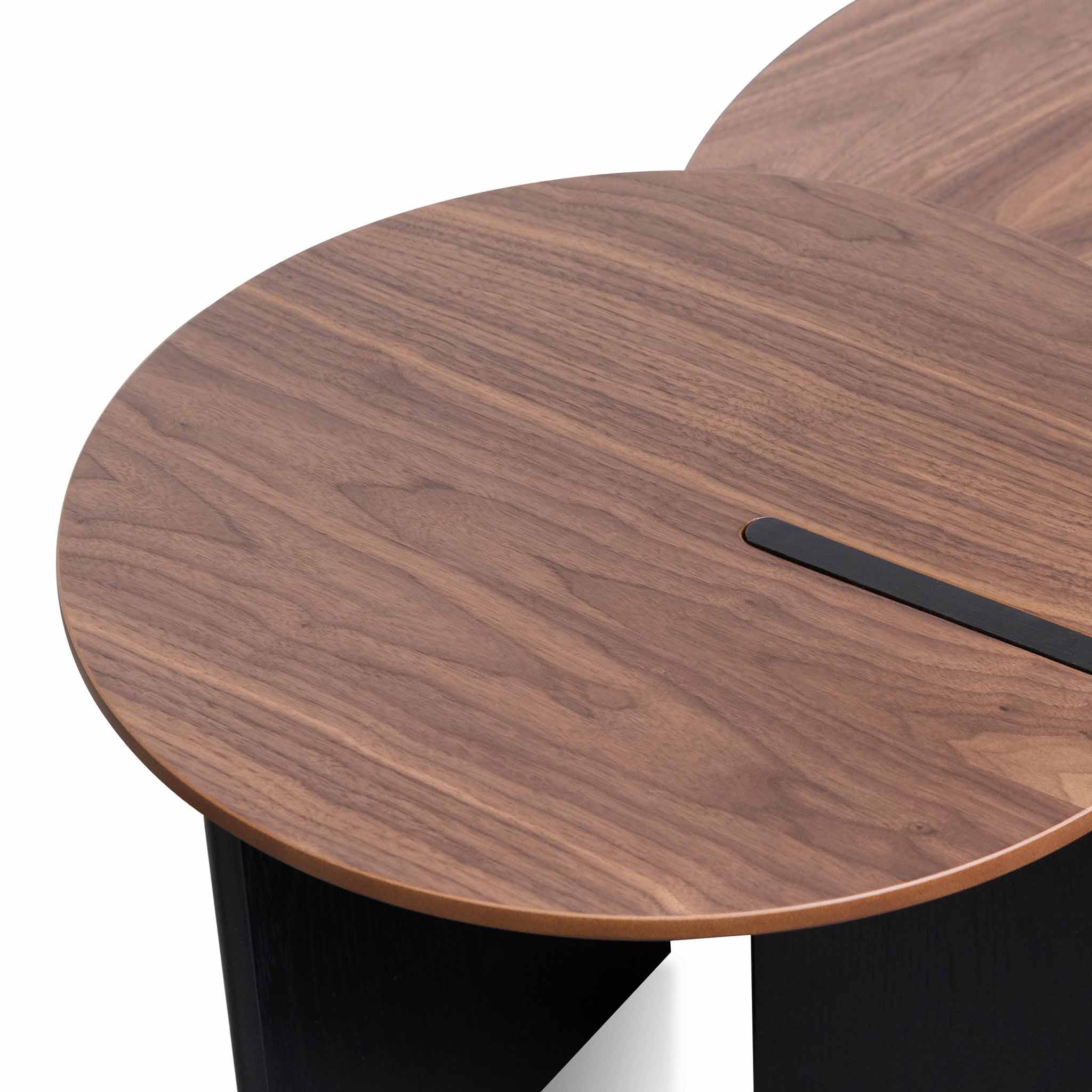 CCF8059-KD-CF8060-KD Nest of Light Walnut Coffee Table - Black Legs - Image 9