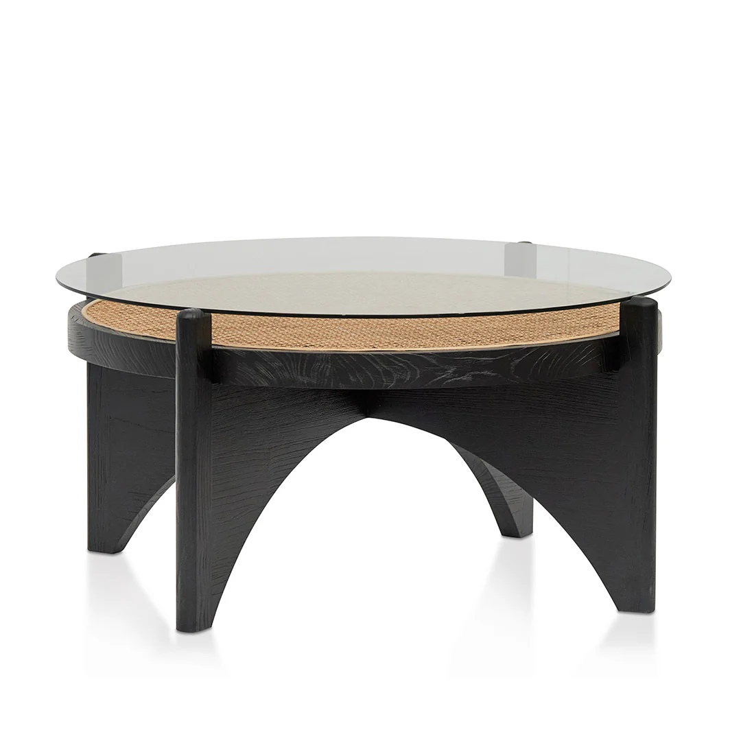 CCF8141-NI 96cm Round Glass Coffee Table - Black - Image 3