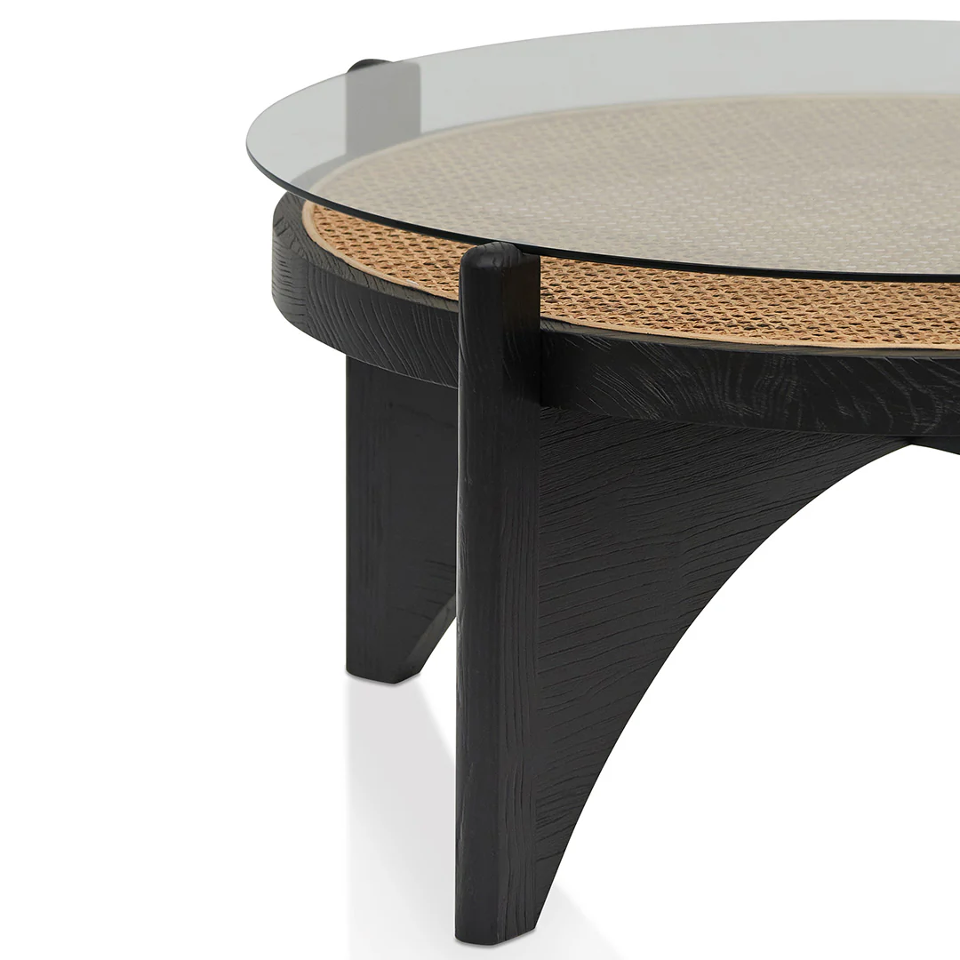 CCF8141-NI 96cm Round Glass Coffee Table - Black - Image 4