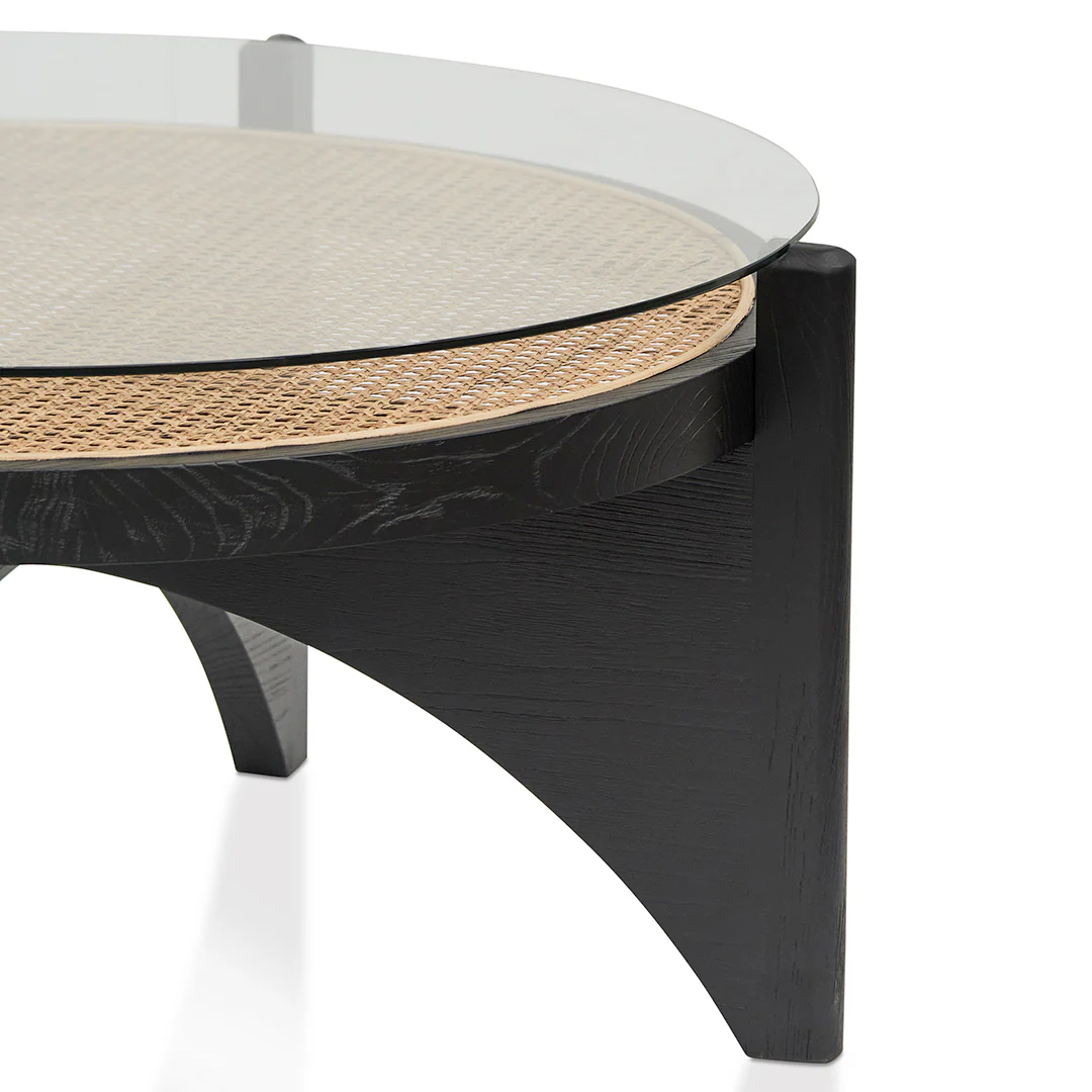 CCF8141-NI 96cm Round Glass Coffee Table - Black - Image 9