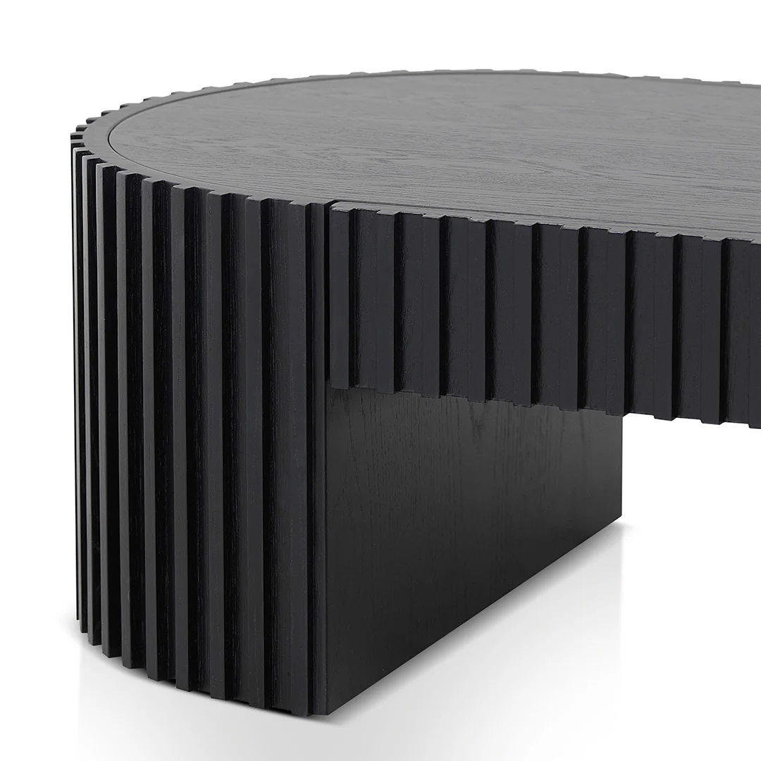 CCF8489-CN 1.3m Oval Coffee Table - Full Black Oak - Image 10