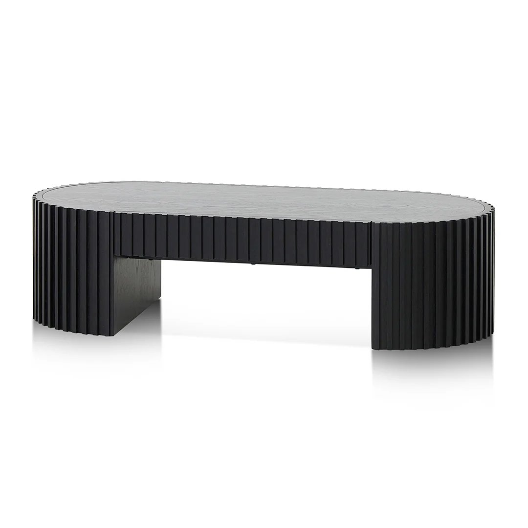 CCF8489-CN 1.3m Oval Coffee Table - Full Black Oak - Image 3