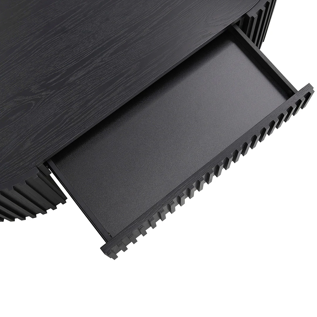 CCF8489-CN 1.3m Oval Coffee Table - Full Black Oak - Image 7