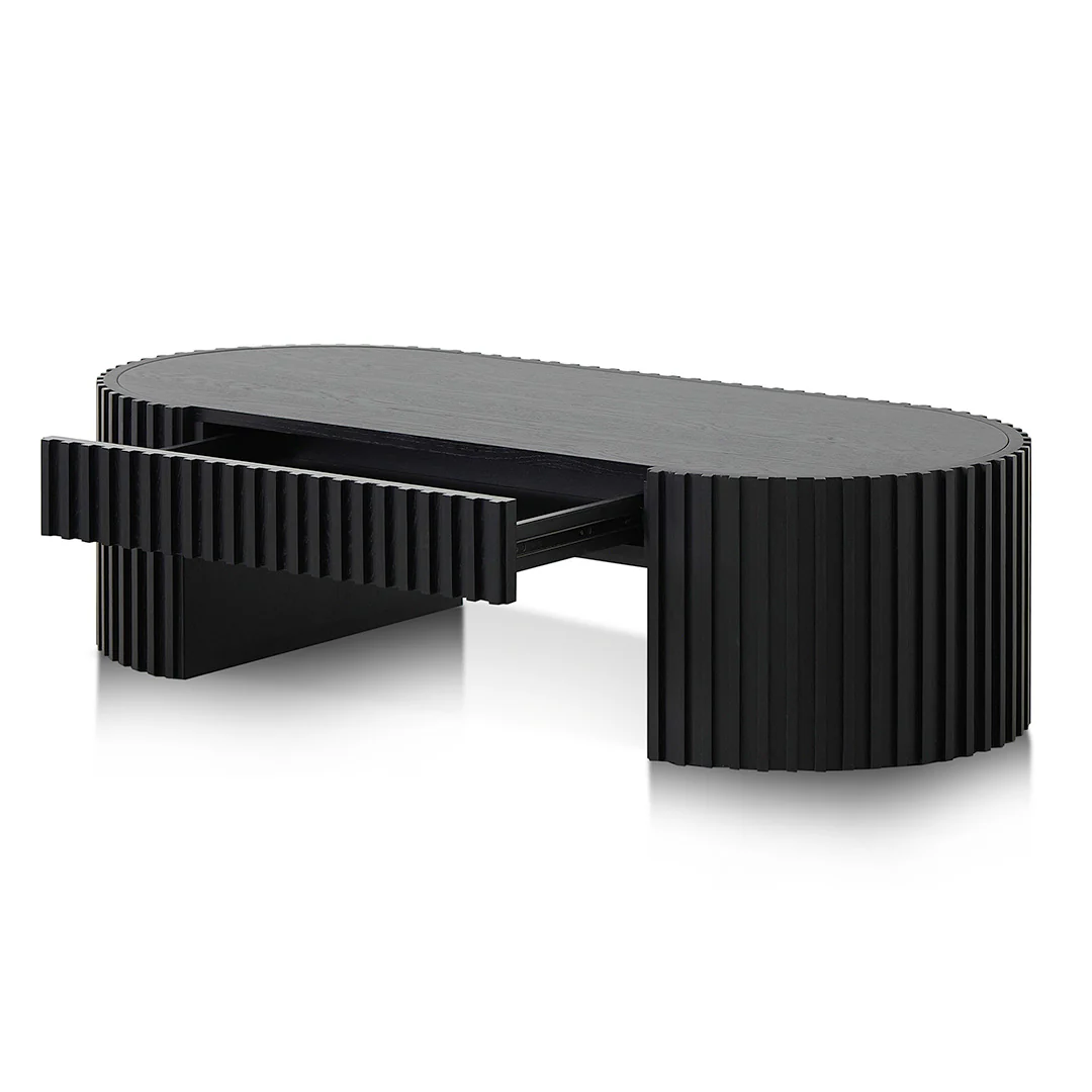 CCF8489-CN 1.3m Oval Coffee Table - Full Black Oak - Image 9