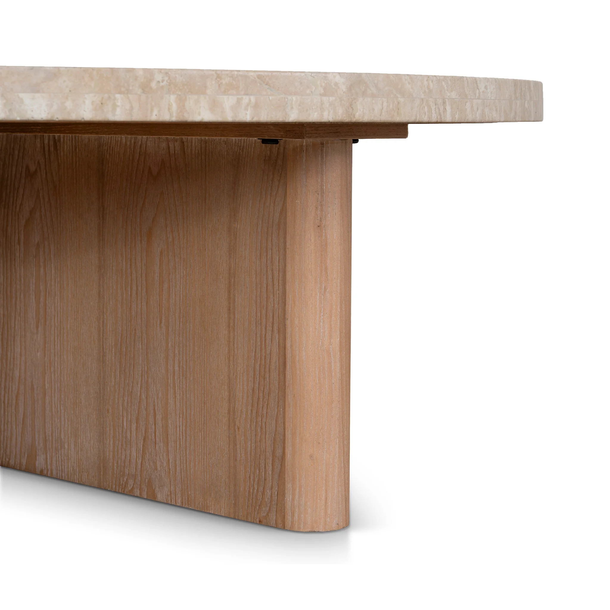 CCF8666-NI Travertine Marble 100cm Round Coffee Table - Light Natural Elm - Image 5