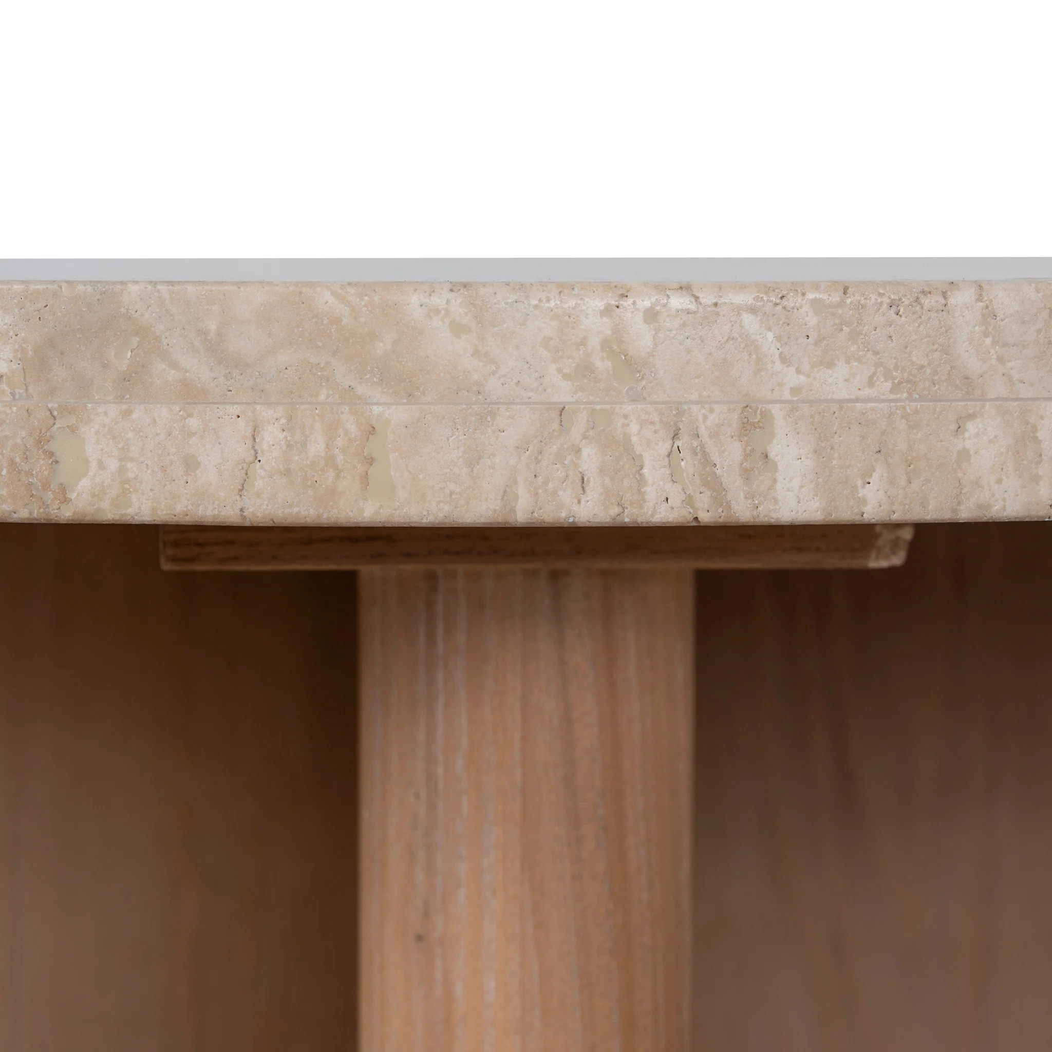 CCF8666-NI Travertine Marble 100cm Round Coffee Table - Light Natural Elm - Image 6