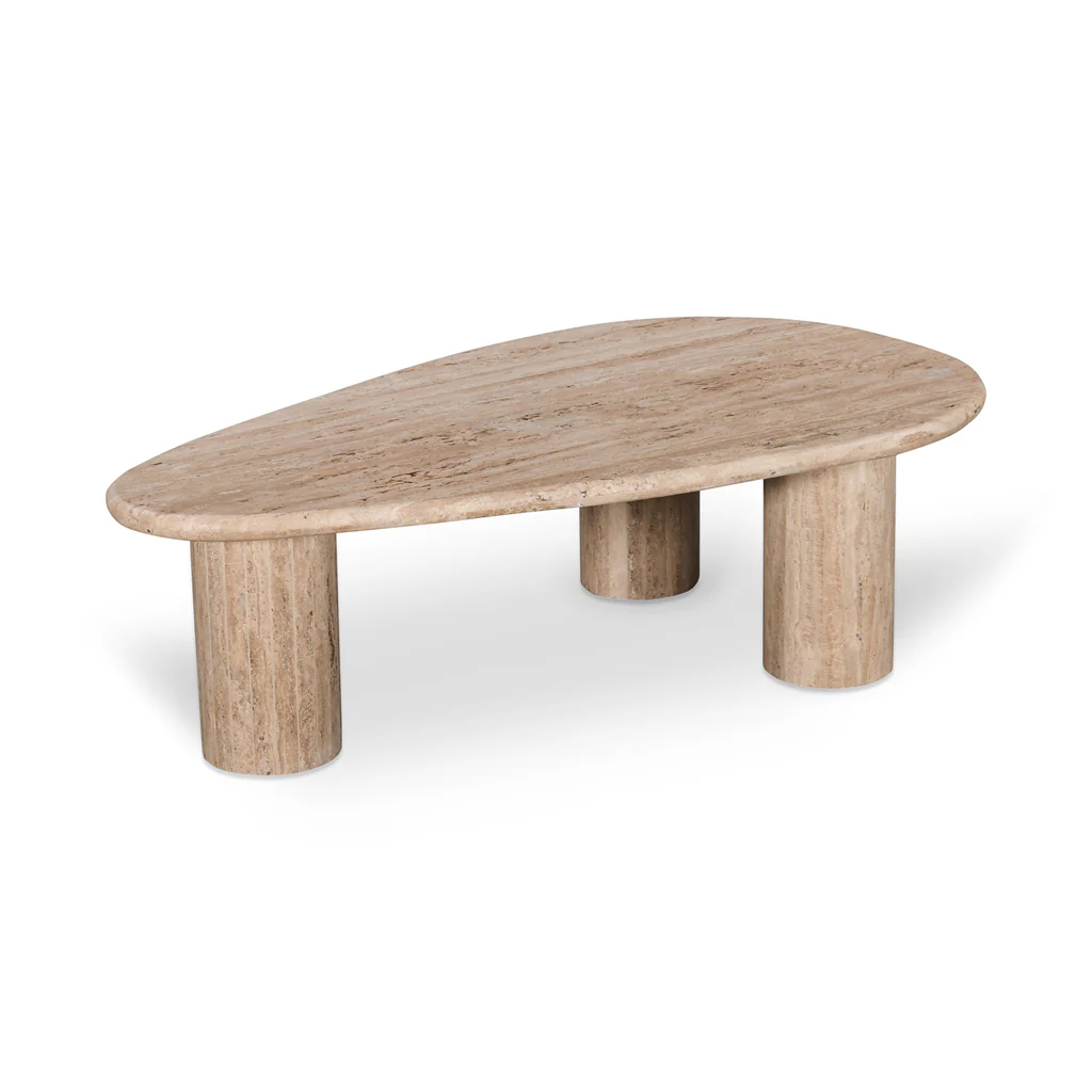 CCF8714-RB 1.2m Travertine Top Oval Coffee Table - Walnut - Image 3