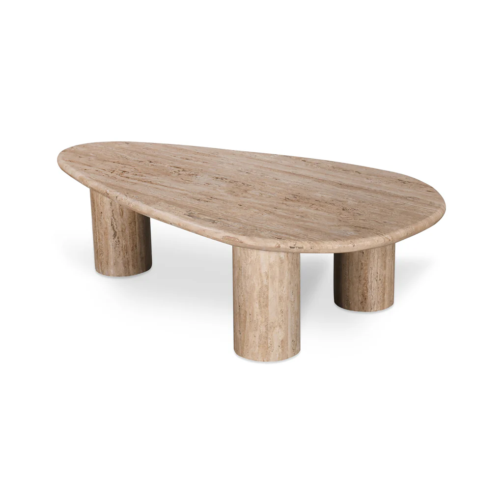 CCF8714-RB 1.2m Travertine Top Oval Coffee Table - Walnut - Image 4
