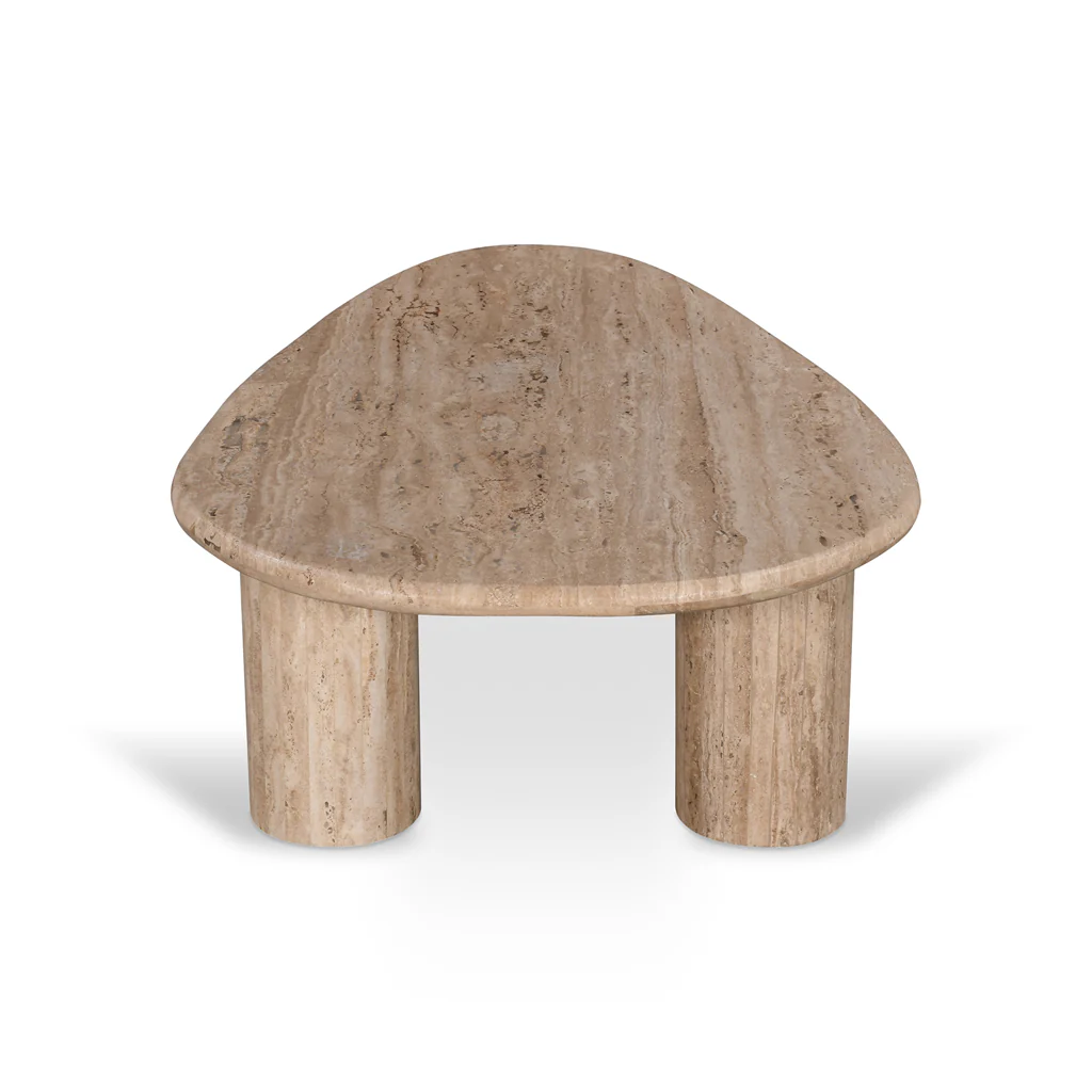 CCF8714-RB 1.2m Travertine Top Oval Coffee Table - Walnut - Image 5