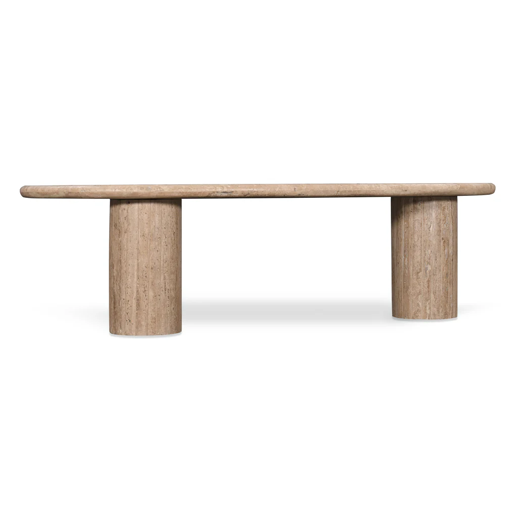 CCF8714-RB 1.2m Travertine Top Oval Coffee Table - Walnut - Image 7