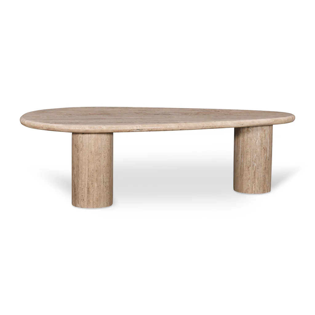 CCF8714-RB 1.2m Travertine Top Oval Coffee Table - Walnut - Image 8