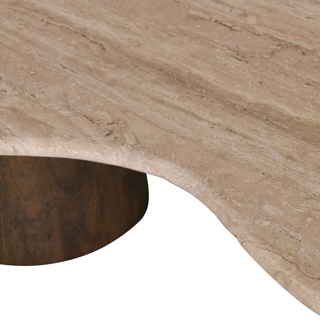 CCF8715-RB 1.2m Travertine Top Coffee Table - Walnut - Image 11