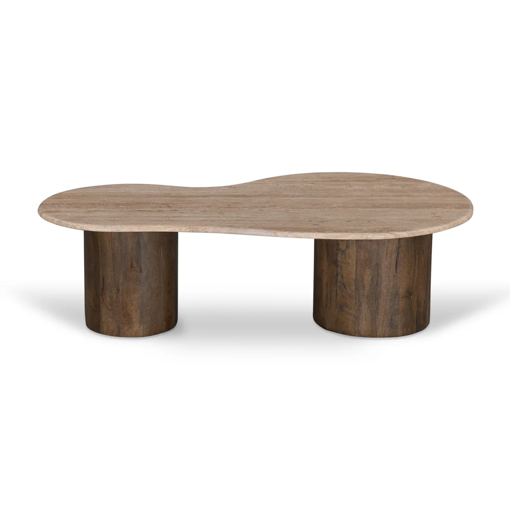 CCF8715-RB 1.2m Travertine Top Coffee Table - Walnut - Image 3