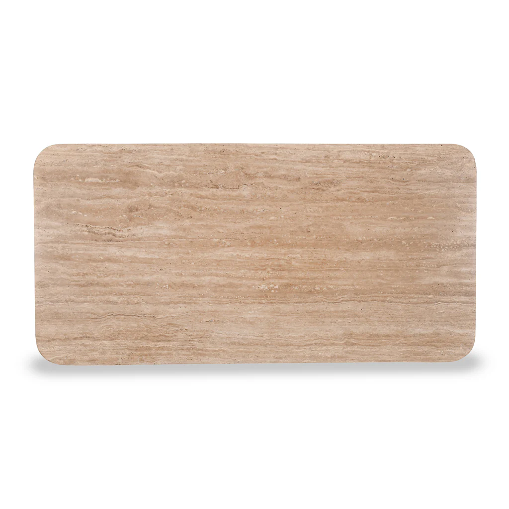 CCF8729-RB 1.2m Travertine Top Coffee Table - White Base - Image 10