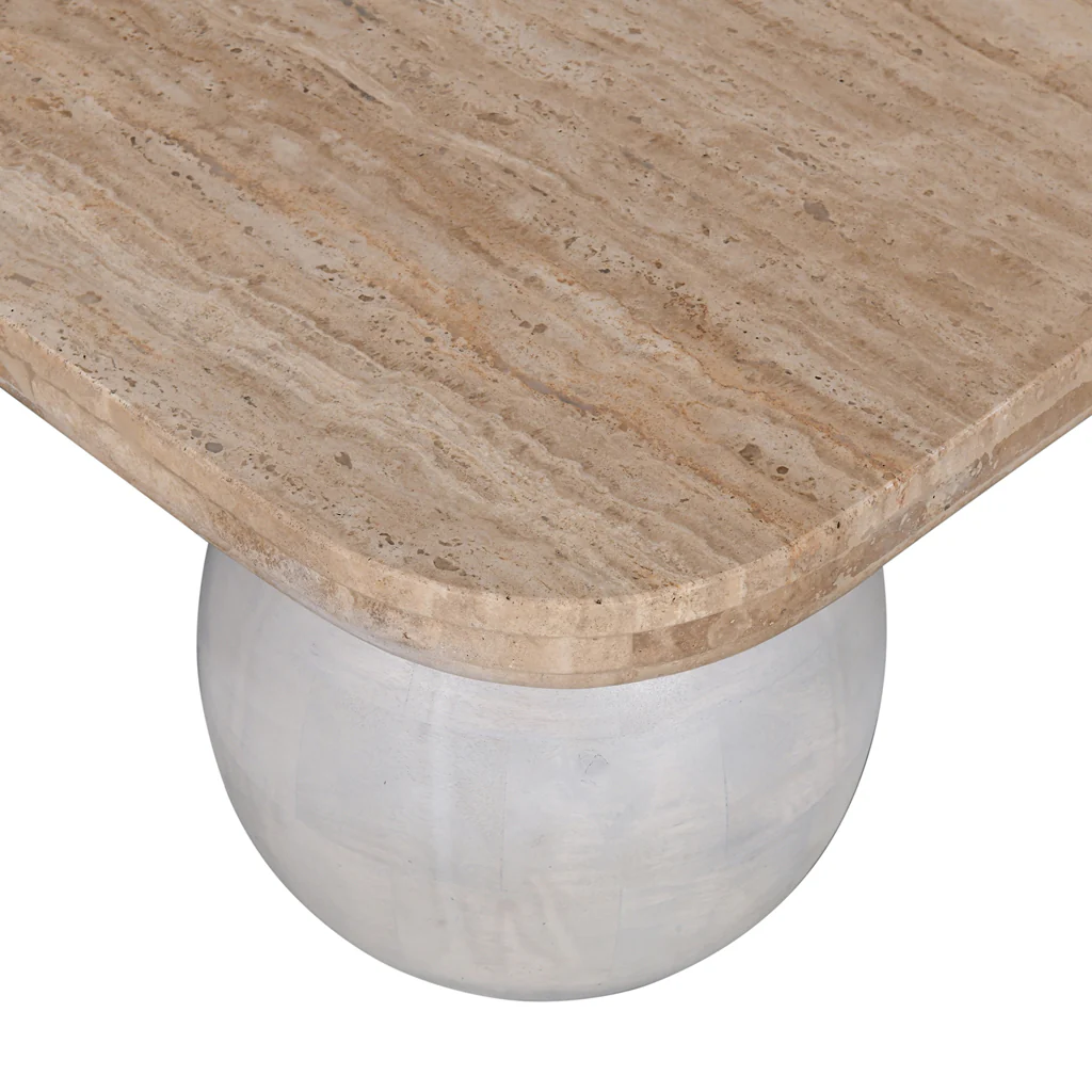 CCF8735-RB 90cm Travertine Top Coffee Table - White - Image 8