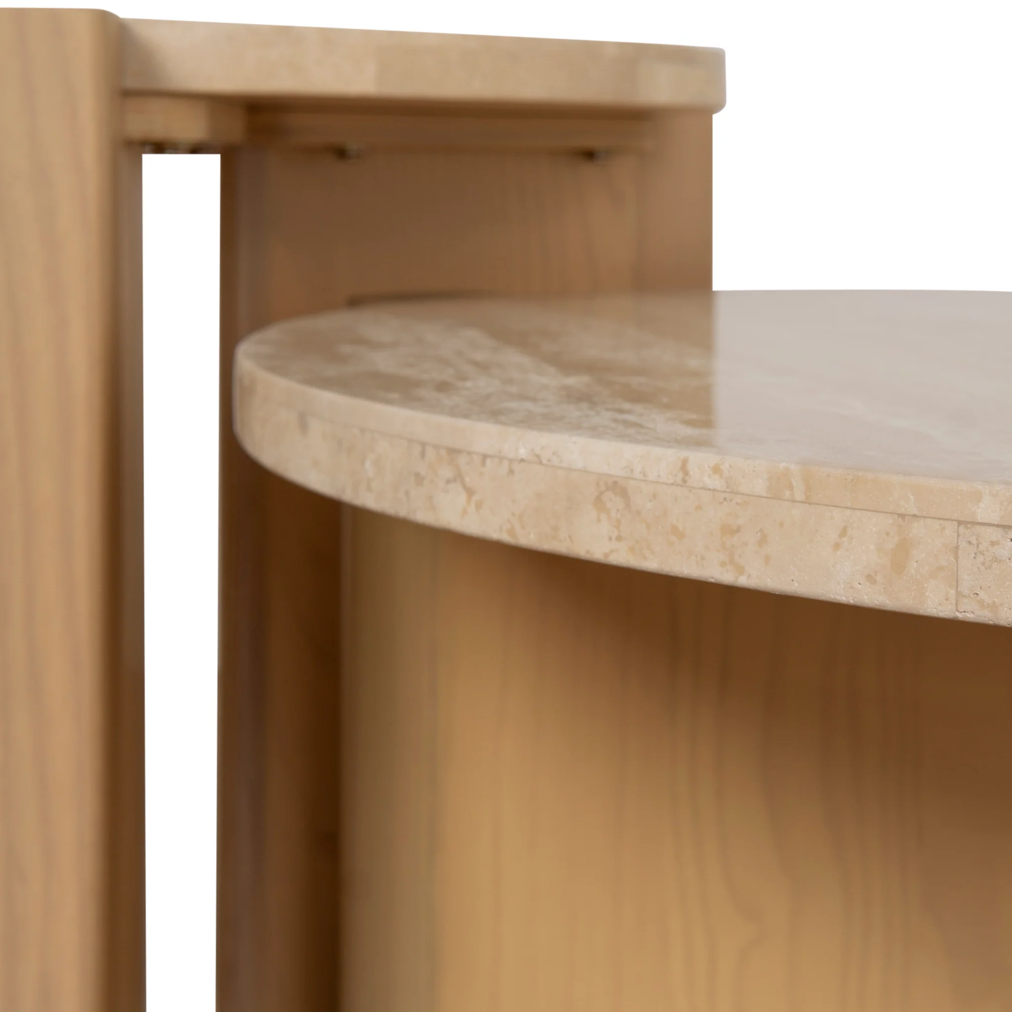 CCF8743-KK Travertine Top Round Nested Table - Creme Ash - Image 10