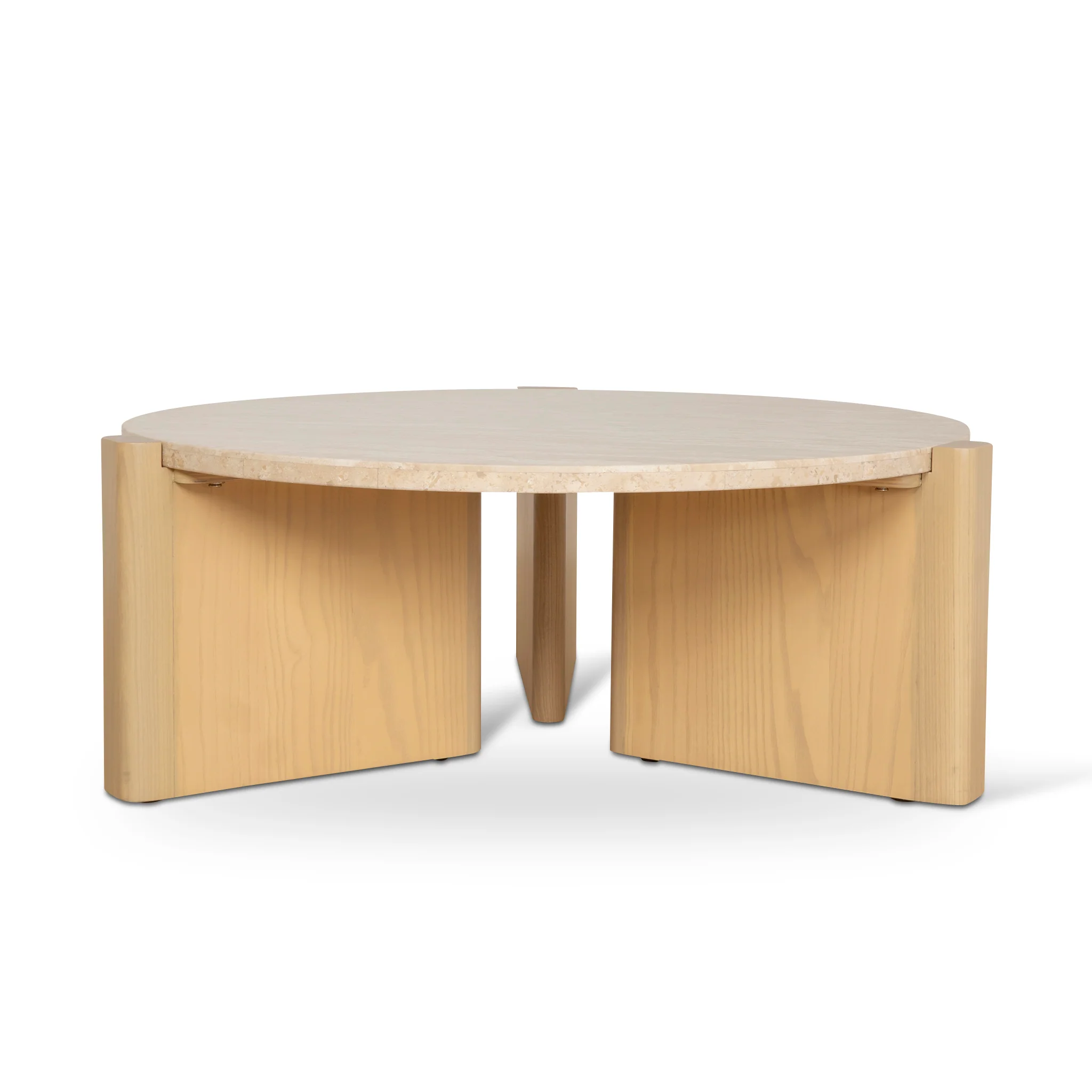 CCF8743-KK Travertine Top Round Nested Table - Creme Ash - Image 4