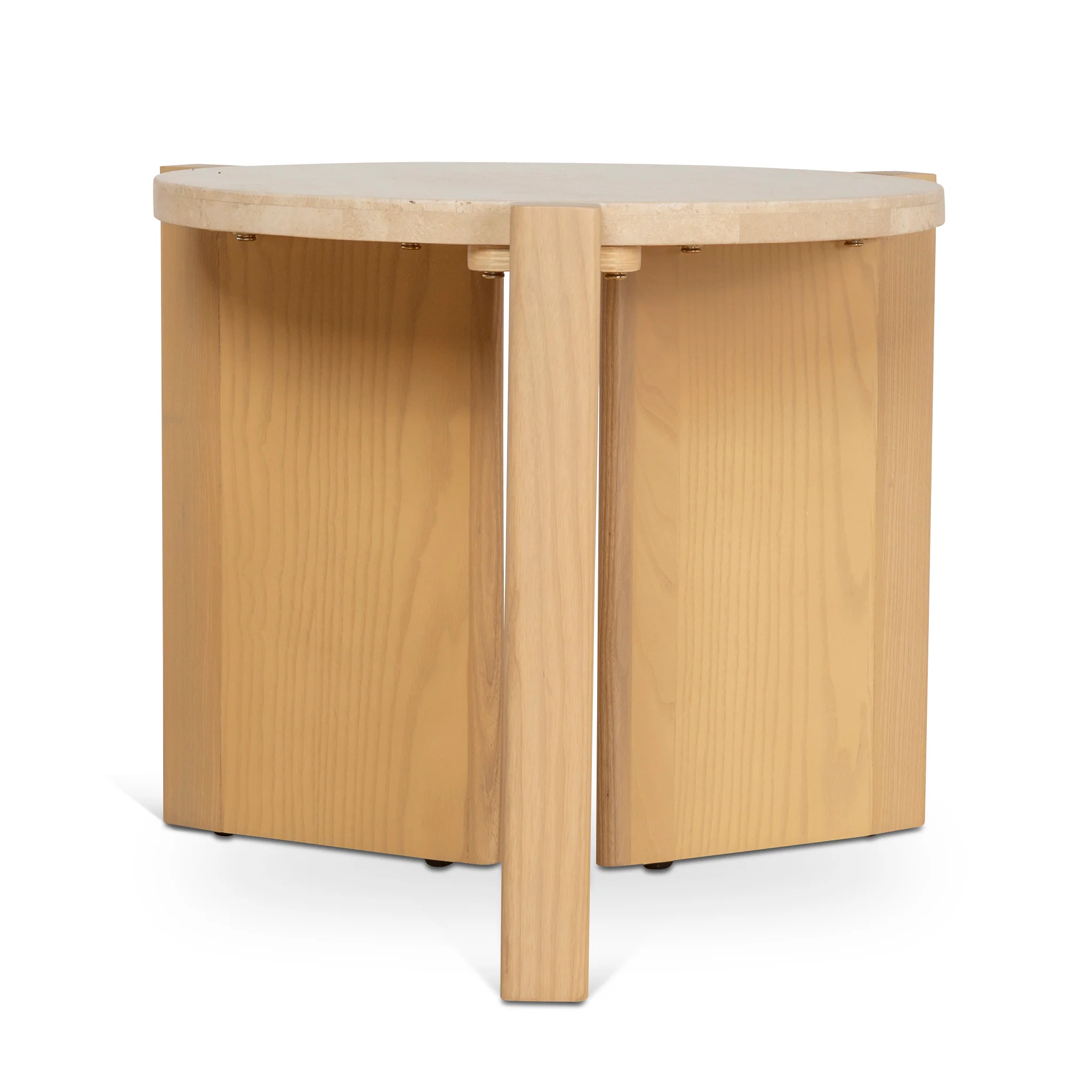 CCF8743-KK Travertine Top Round Nested Table - Creme Ash - Image 6