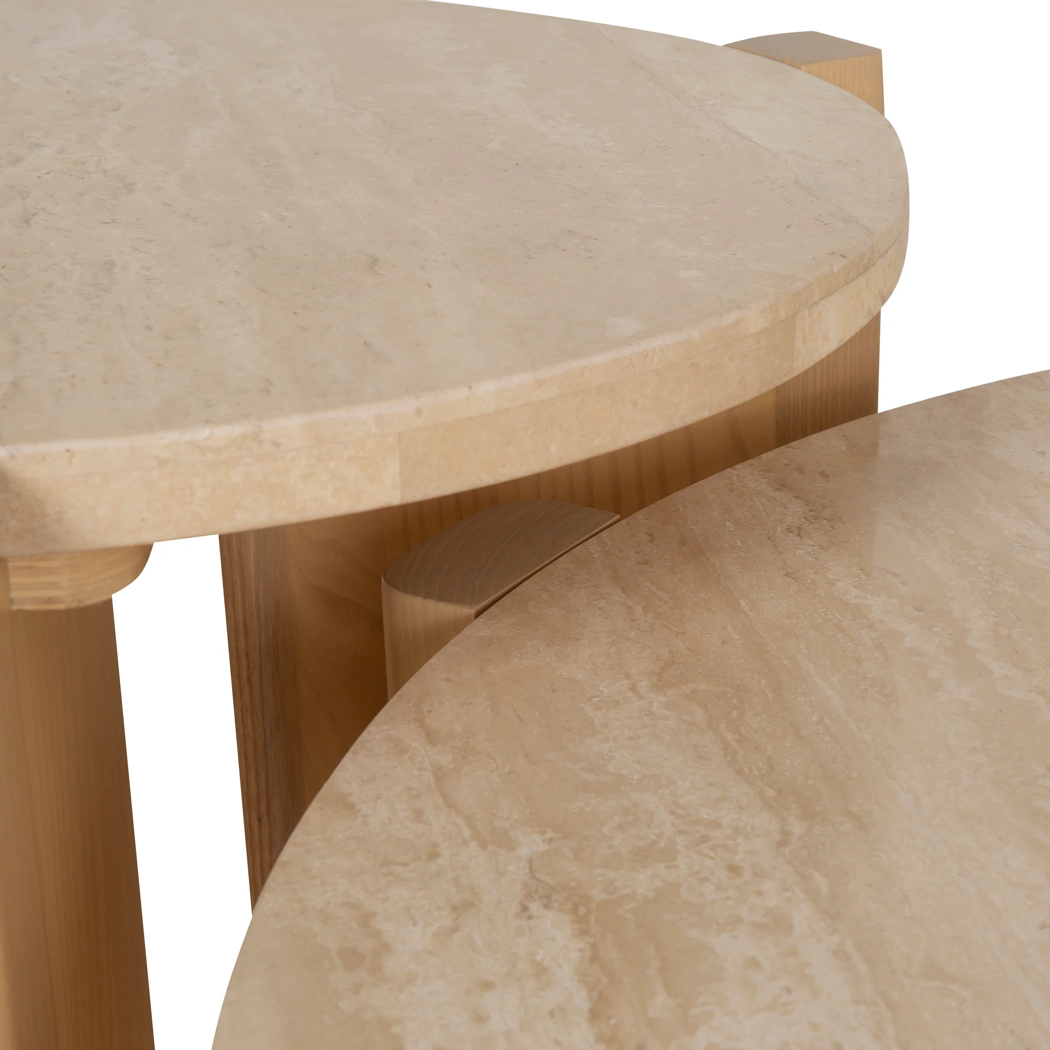 CCF8743-KK Travertine Top Round Nested Table - Creme Ash - Image 7