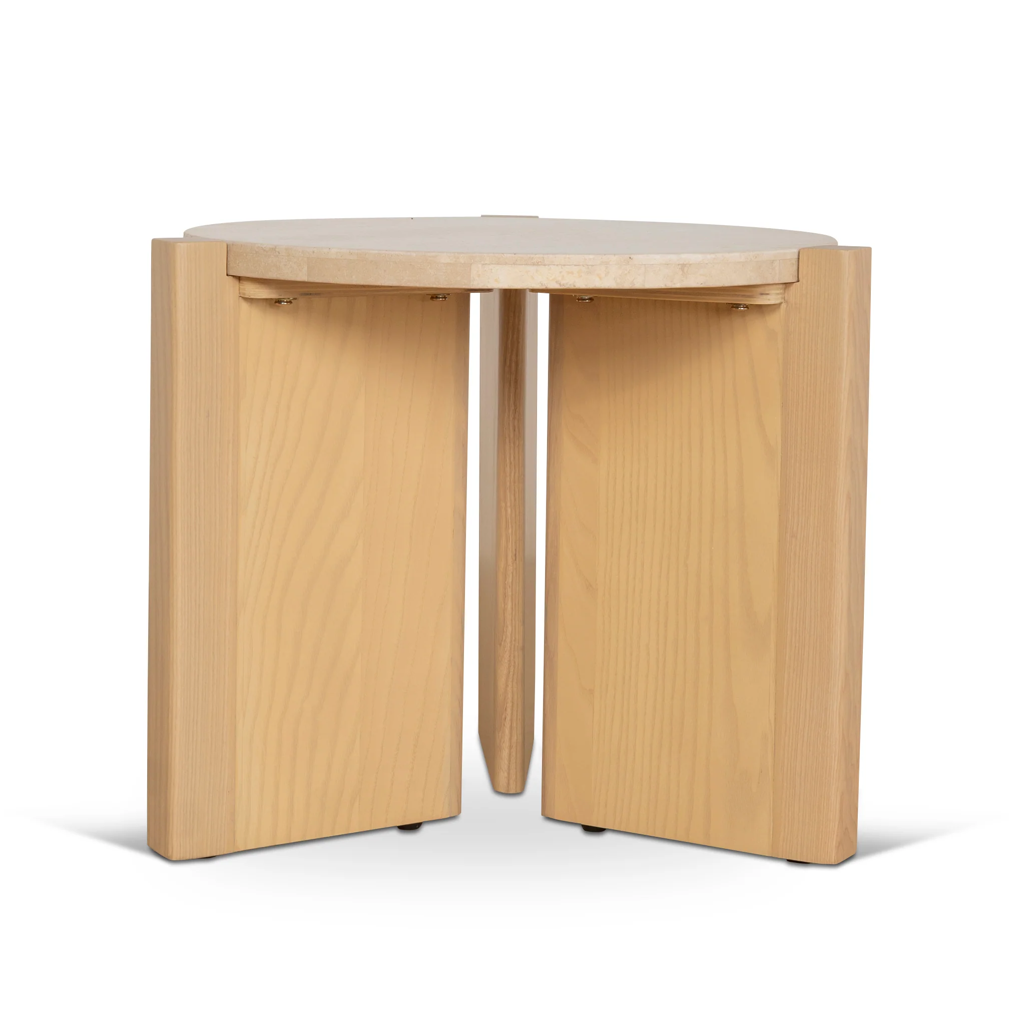 CCF8743-KK Travertine Top Round Nested Table - Creme Ash - Image 9