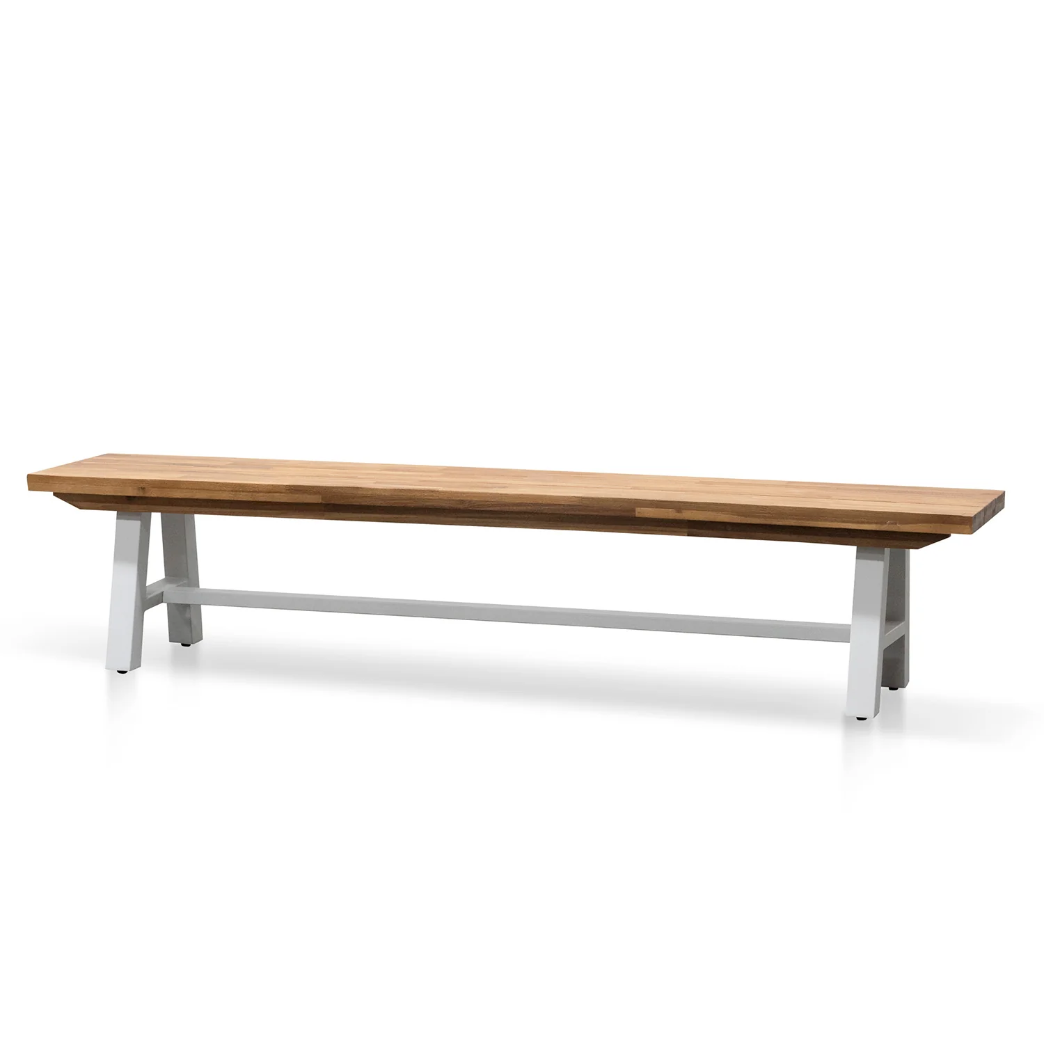 CDB2176-EM Outdoor Wooden Bench - Natural Top and White Legs - Image 3
