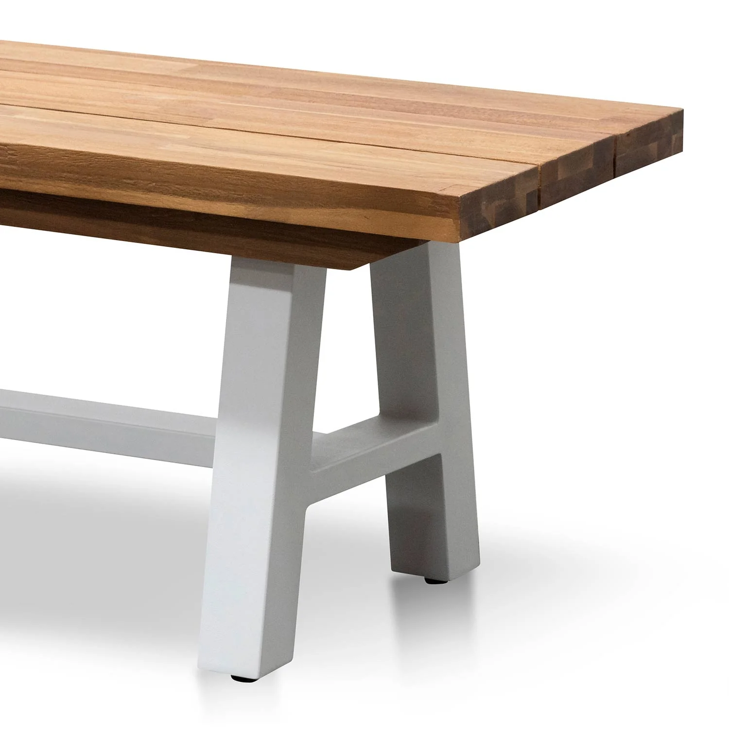 CDB2176-EM Outdoor Wooden Bench - Natural Top and White Legs - Image 5