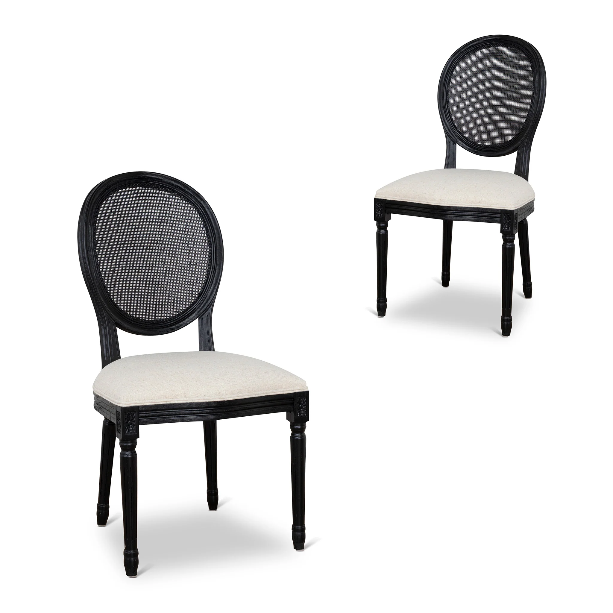 CDC10551-LJ Black ELM Dining Chair - Dawn Beige (Set of 2)