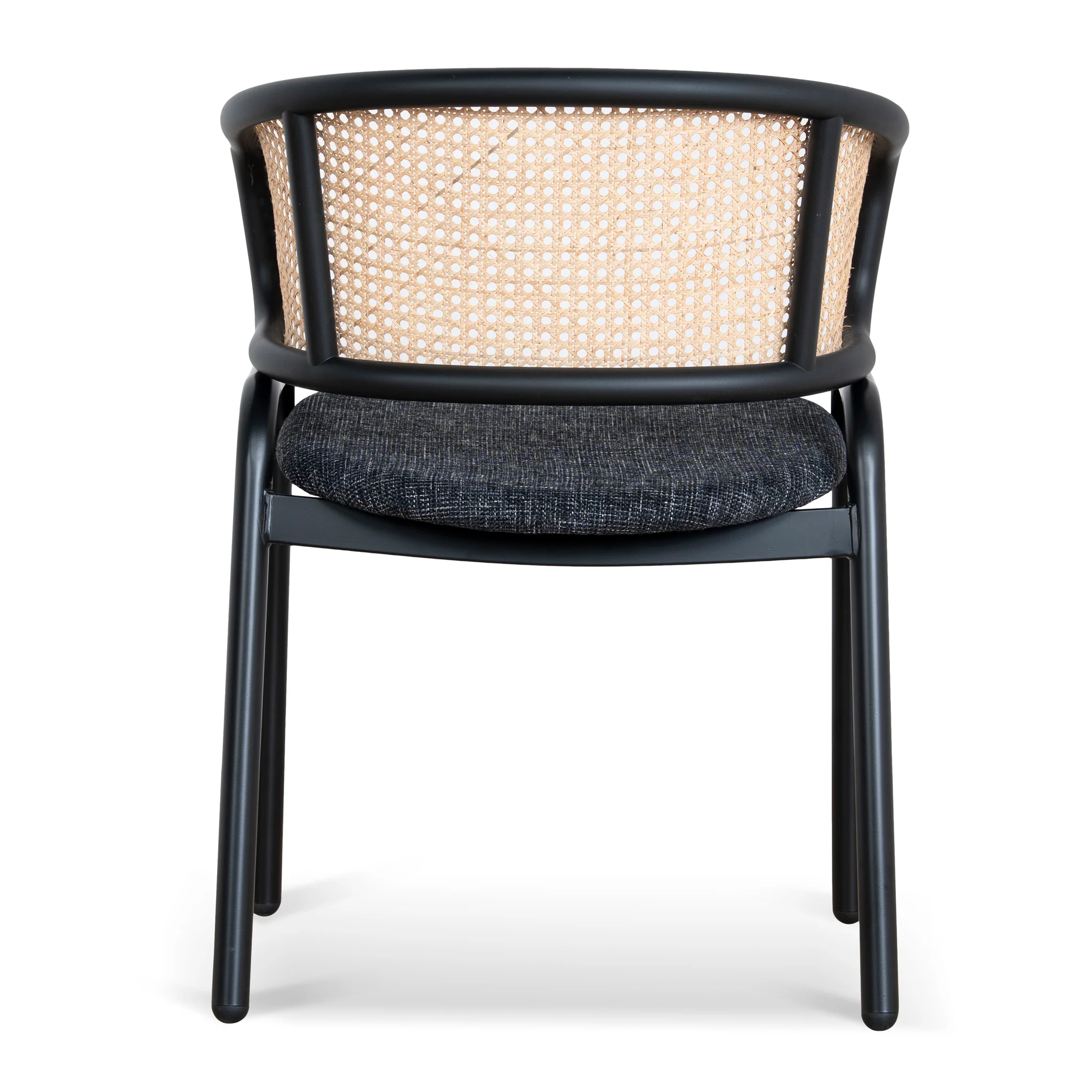 CDC12046-SD Fabric Dining Chair - Dark Grey with Rattan Back (Set of 2) - Image 6