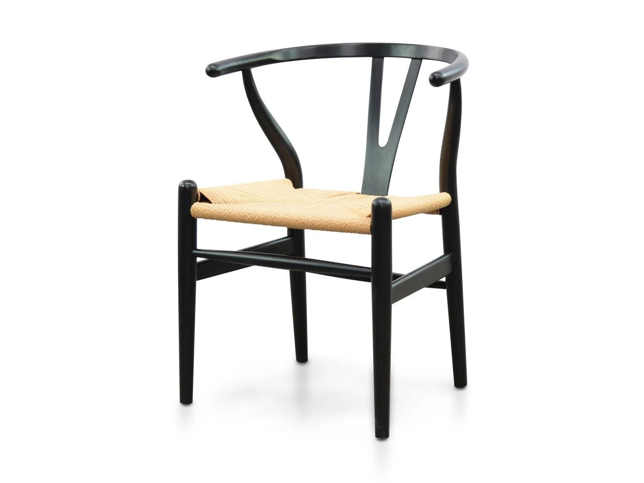 CDC125BLK-SD Dining Chair - Black - Natural Seat (Set of 2) - Image 2