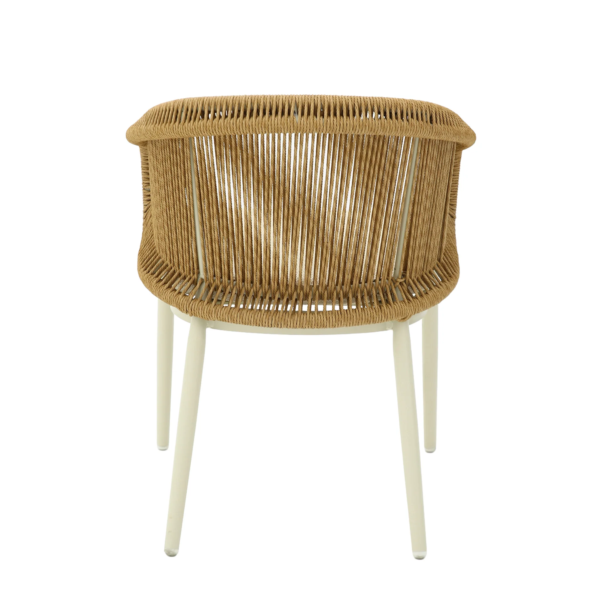 CDC12619-KT Natural Rattan Outdoor Dining Chair - Beige Cushion - Image 5
