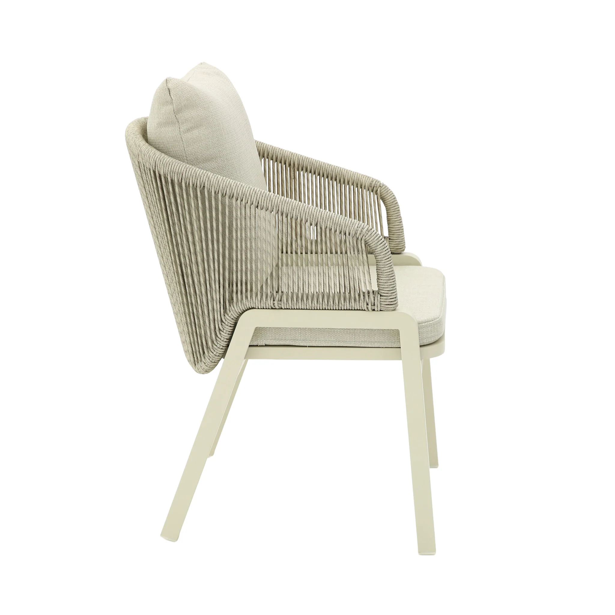 CDC12620-KT Grey Rattan Outdoor Dining Chair - Grey Cushion (Set of 2) - Image 4
