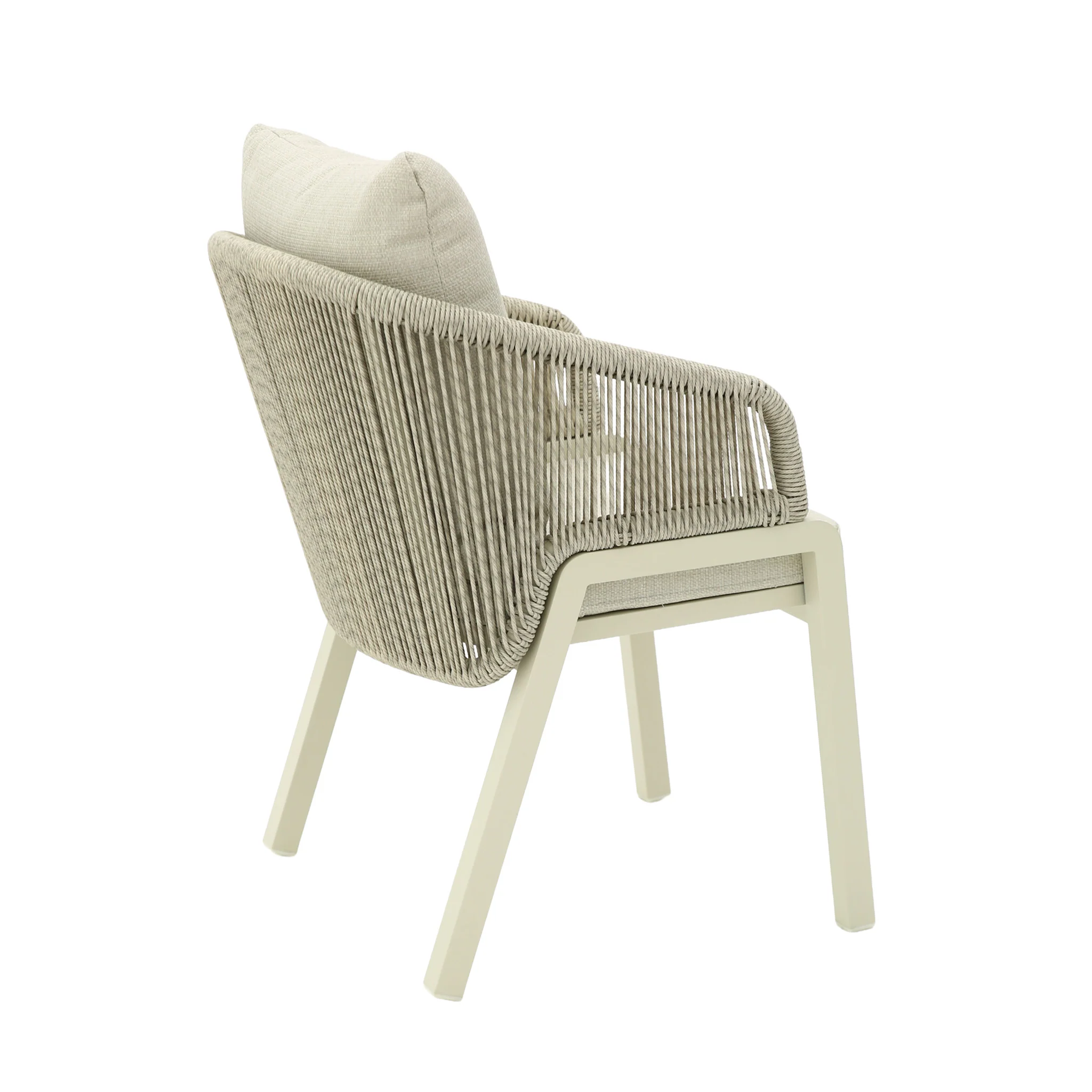 CDC12620-KT Grey Rattan Outdoor Dining Chair - Grey Cushion (Set of 2) - Image 5